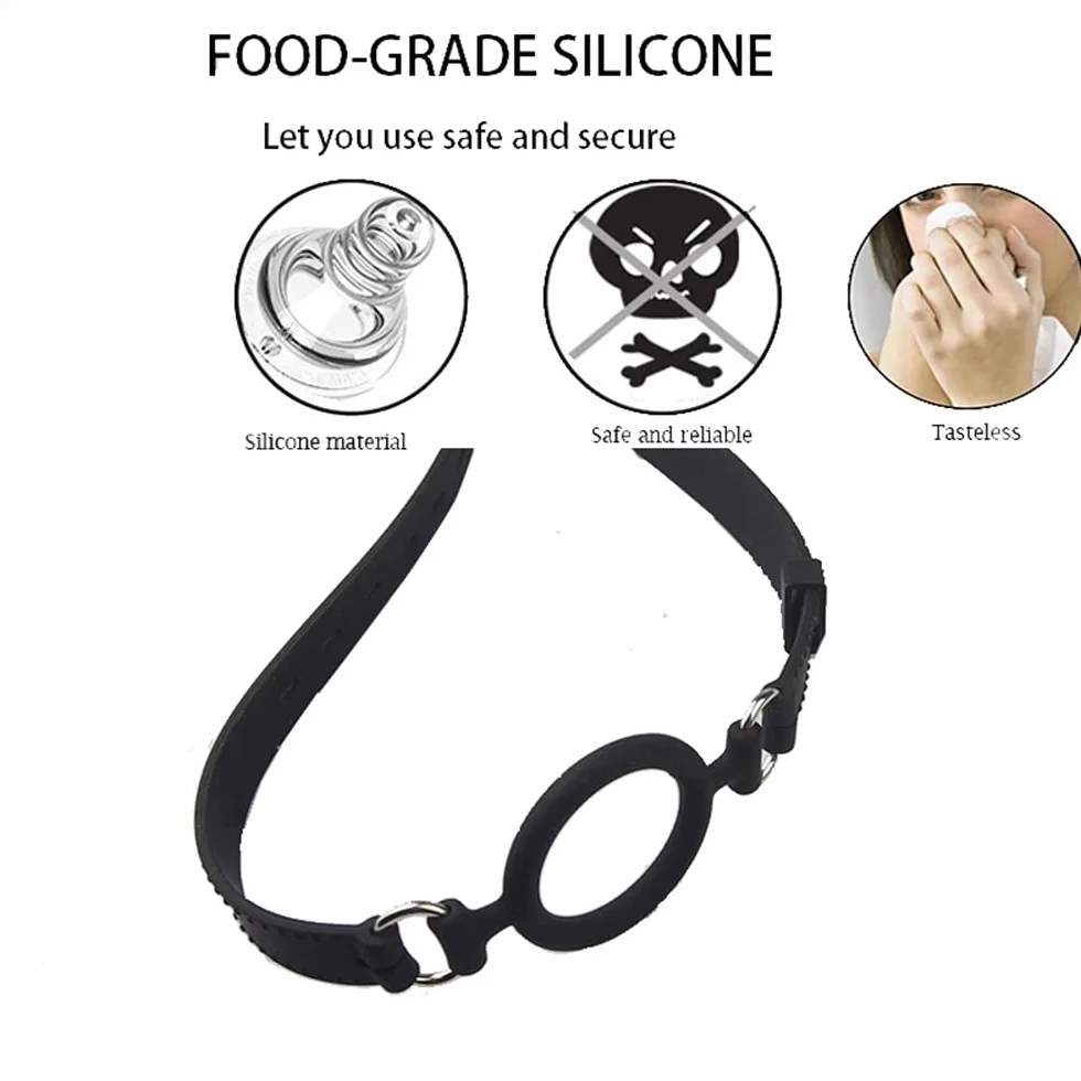 Giocattolo per la bocca in silicone nero per giochi di ruolo in coppia