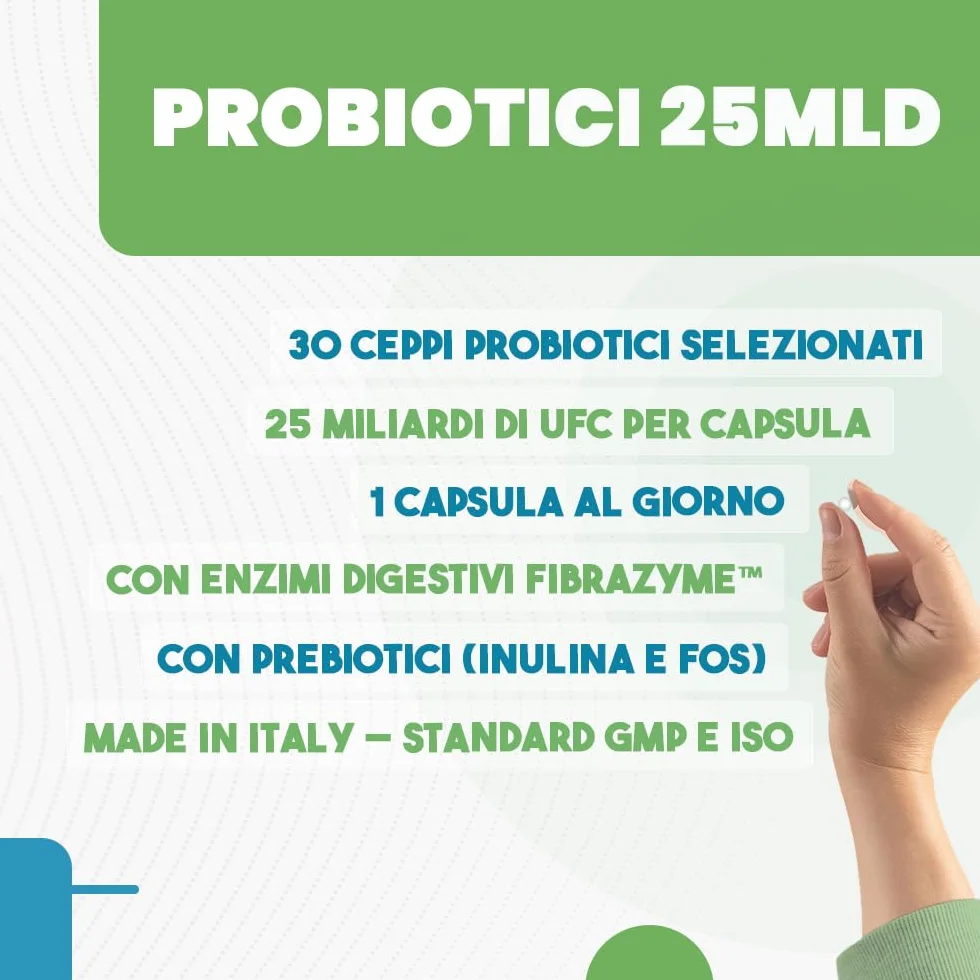 T-Rex Integ Probiotici 30 Capsule 25 MLD 30 Ceppi Inulina FOS Zinco Enzimi Digestivi Fermenti Lattici