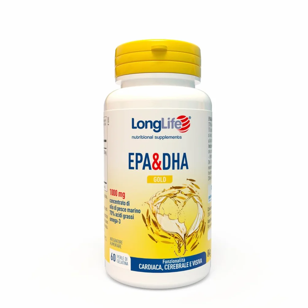 LongLife EPA&DHA Gold Olio di pesce marino Omega-3 70% IFOS Funzione cardiovascolare cerebrale visiva