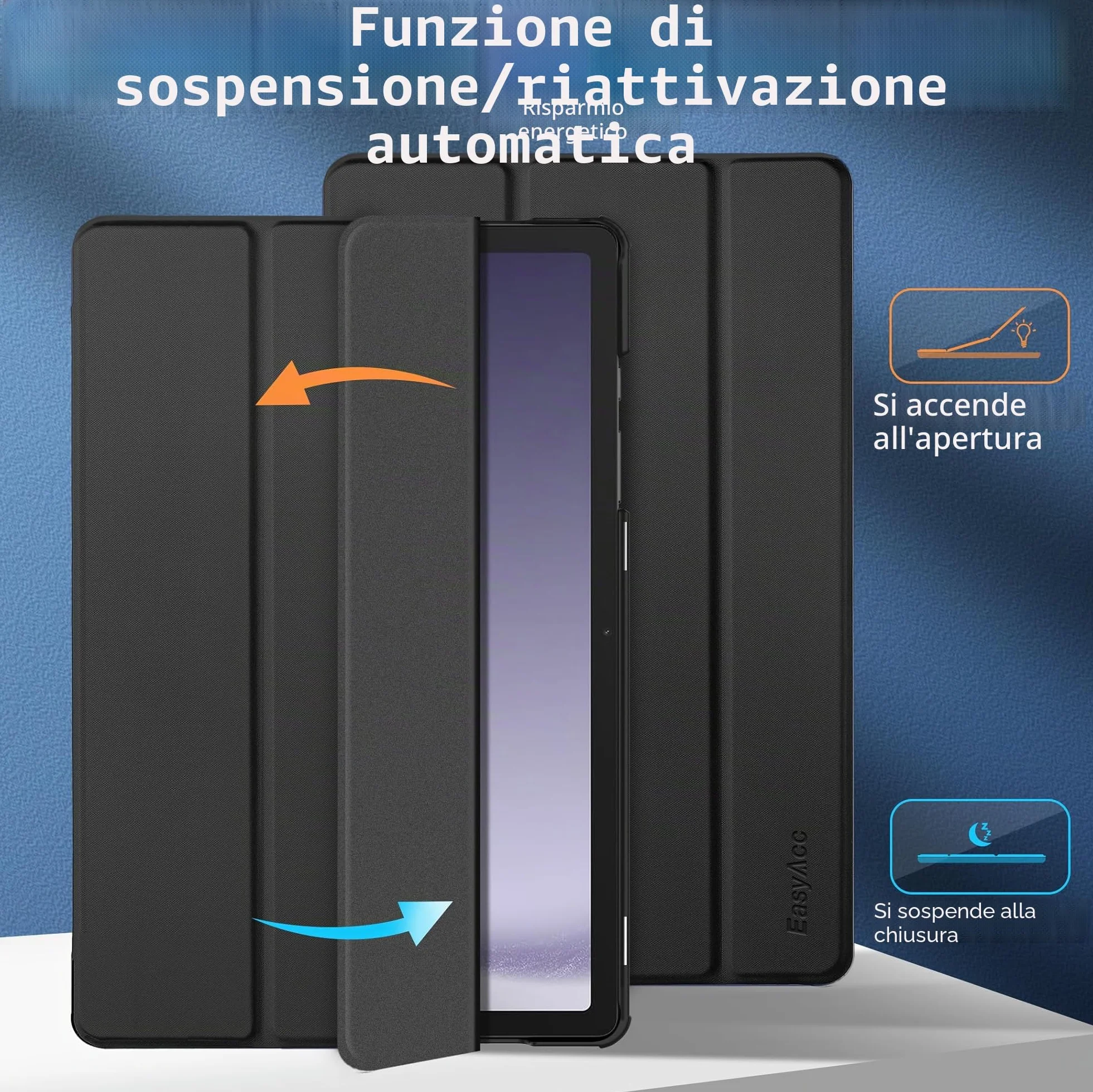 Custodia Compatibile Samsung Galaxy Tab A9+ Plus 11 Pollici 2023 SM-X210 X215 X216 Nero