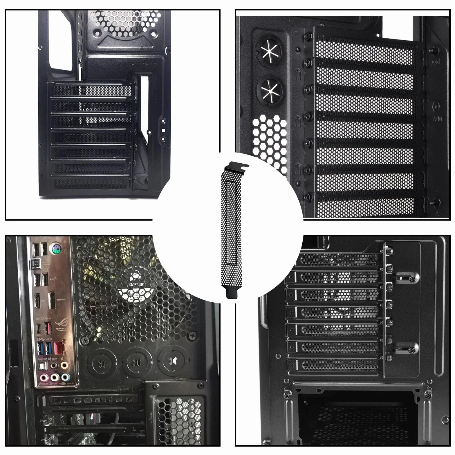 10 coperture per slot PCI, pannello slot PCI, copertura slot PCI, ferro nero, design di ventilazione con viti, per alloggiamento del computer (120 x 22 x 13 mm)
