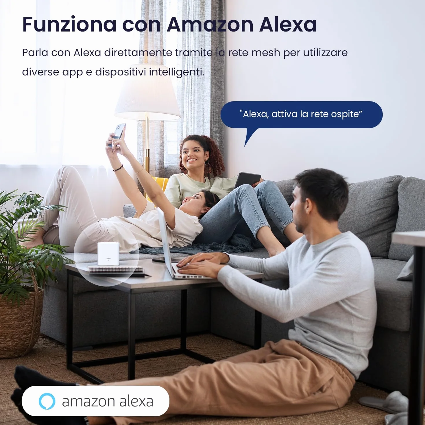 Tenda Nova MW3 WiFi Mesh, AC1200 Dual Band Con Copertura Fino a 200MQ, 2 Porte Fast Ethernet, Roaming Senza Interruzioni, Rete Ospite, Parental Control, Confezione da 2 Pezzi