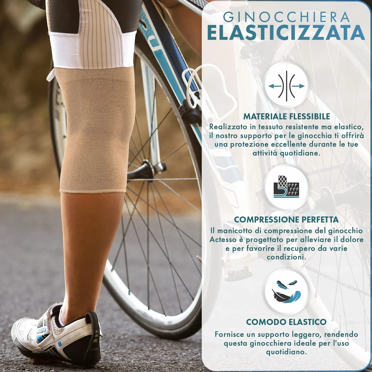Actesso Ginocchiera Ortopedica Elasticizzata Supporto Ginocchio per Dolori Articolari
