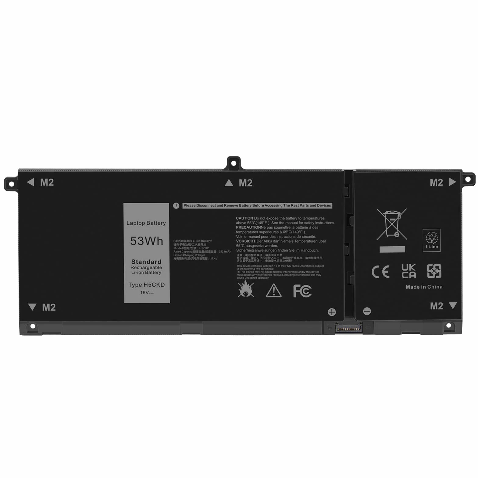 ASUNCELL 15V/53Wh H5CKD Batteria del computer portatile per Dell Latitude 3410 3510, Vostro 5300 5301 5401 5402 5501 5502, Inspiron 5300 5301 5401 5402 5408, Inspiron 5400 5406 7405 7300 7306