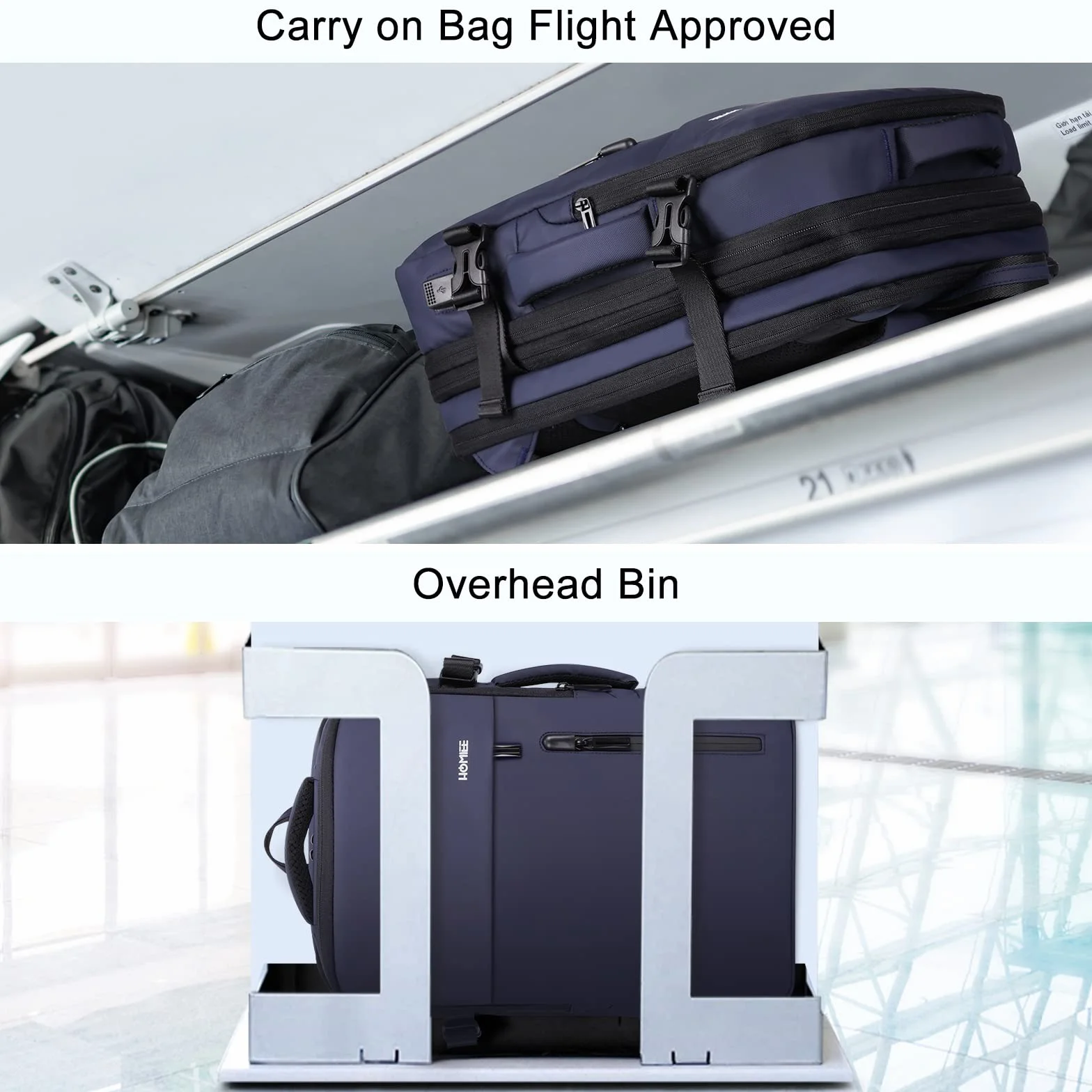 HOMIEE Zaino da Viaggio Aereo Zaino Porta PC 15.6 Pollici Zaini Uomo Impermeabile Anti-furto Antifurto Zaino Computer Portatile con Caricatore USB per Scuola Lavor Università