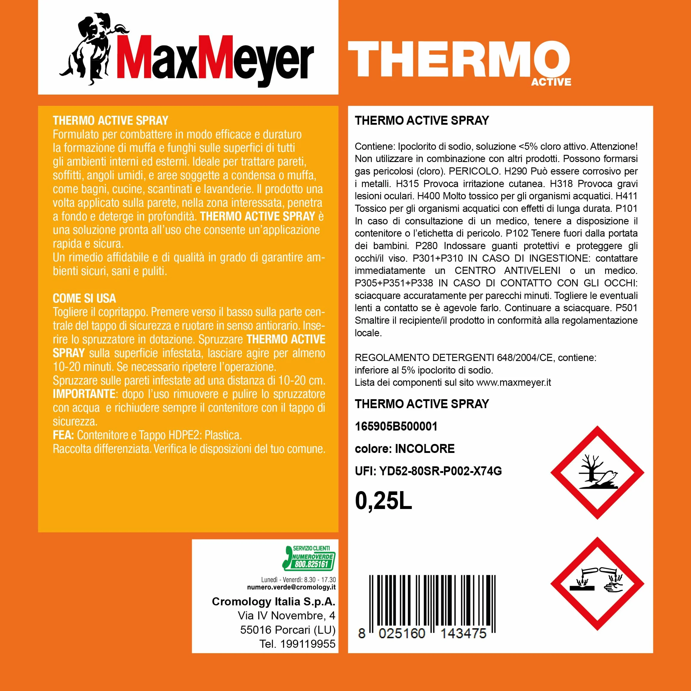 MAXMEYER Thermo Active Spray Antimuffa 0,25 L Trattamento Igienizzante Contro Muffa e Funghi