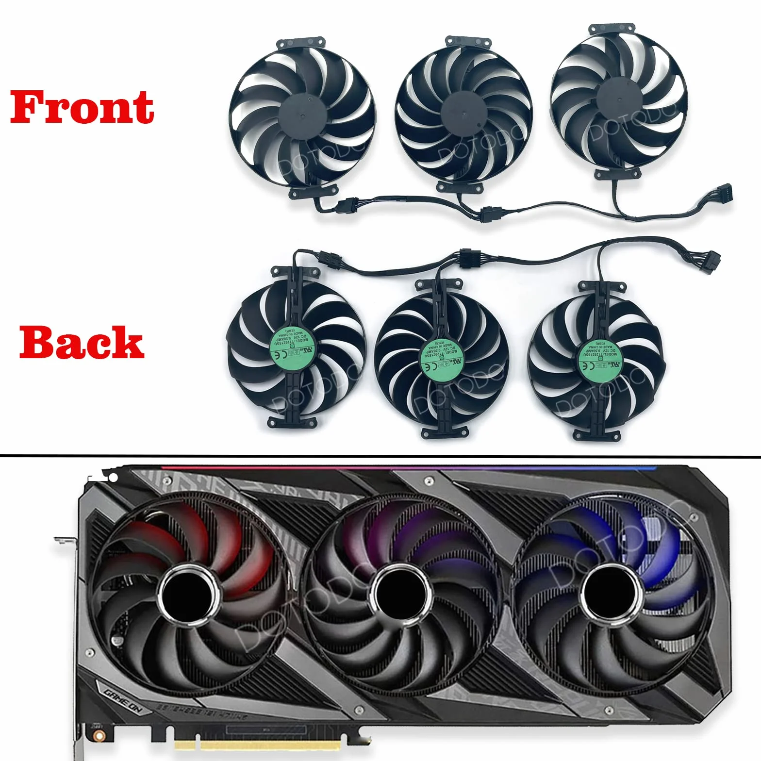 Ventole di raffreddamento per scheda grafica ASUS ROG STRIX OC GeForce RTX 3060 Ti 3070 3080 3090 Ventilatore (Fan-ABC)