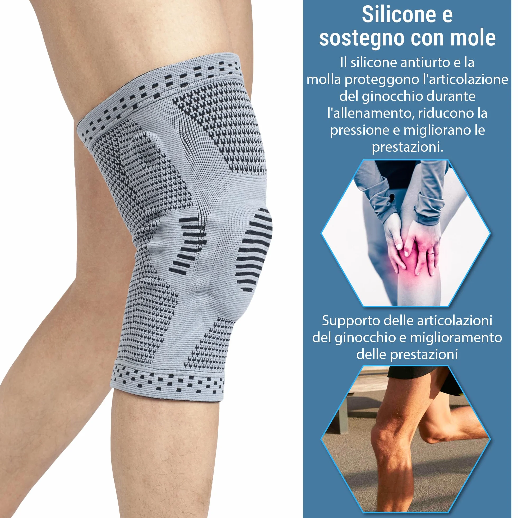 360 RELIEF Ginocchiera per Uomo e Donna con Imbottitura in Gel a Compressione e Borsa Lavanderia