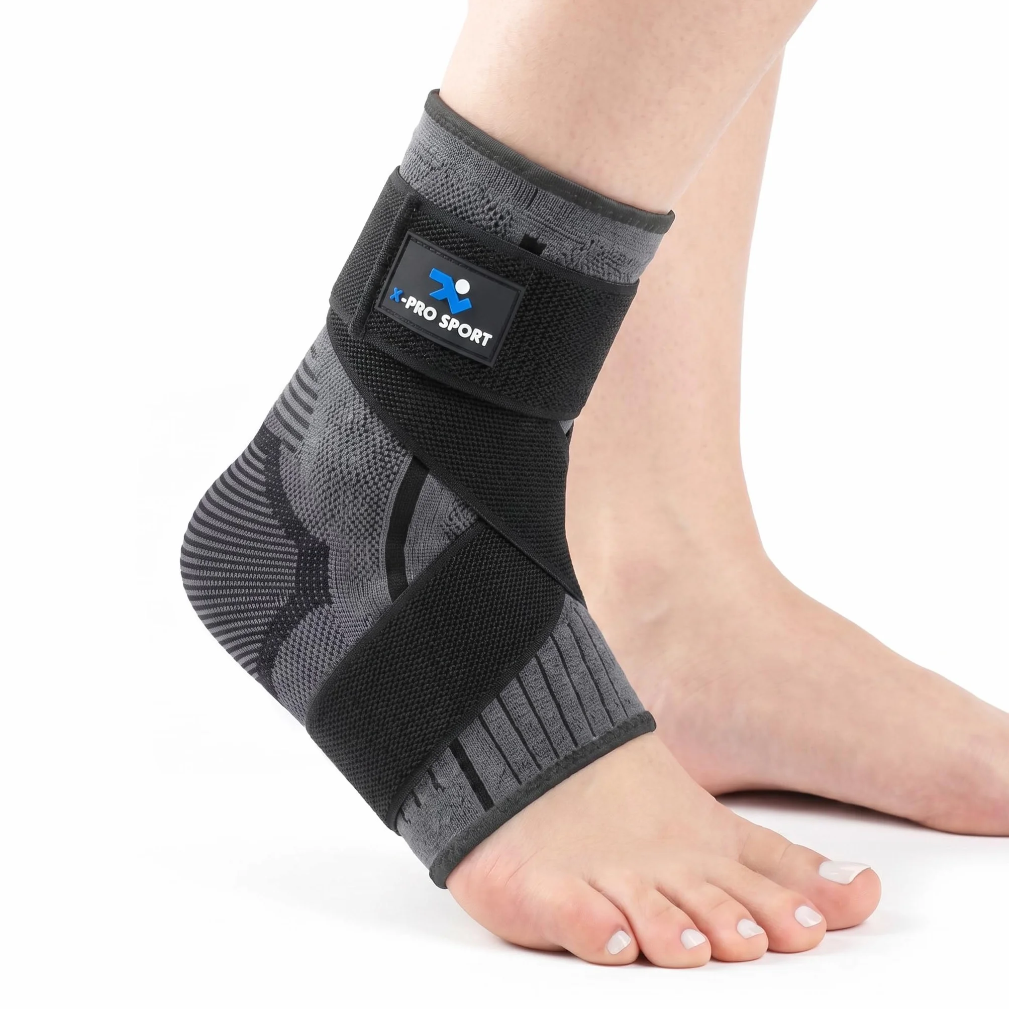 X-PRO SPORT Cavigliera Ortopedica Stabilizzante con Fasce a Incrocio Regolabili, Tutore Caviglia Compressione Antiscivolo Traspirante, Supporto Distorsioni Dolore Recupero Sportivo (L)