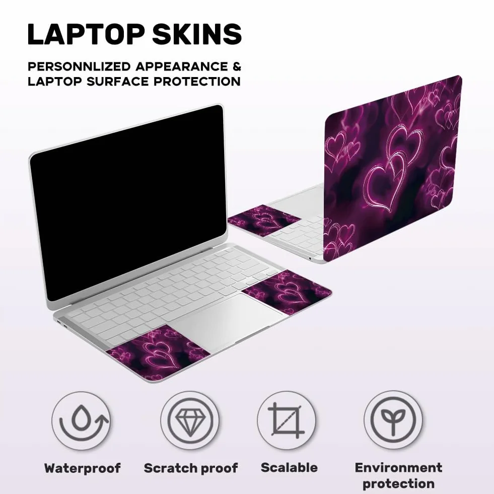 Pellicola adesiva per computer portatile, in PVC, con citazione, impermeabile, antigraffio, per computer portatile da 12,1 13 13,3 13,3 13,6 14 15 15,3 16 pollici rosa neon cuore