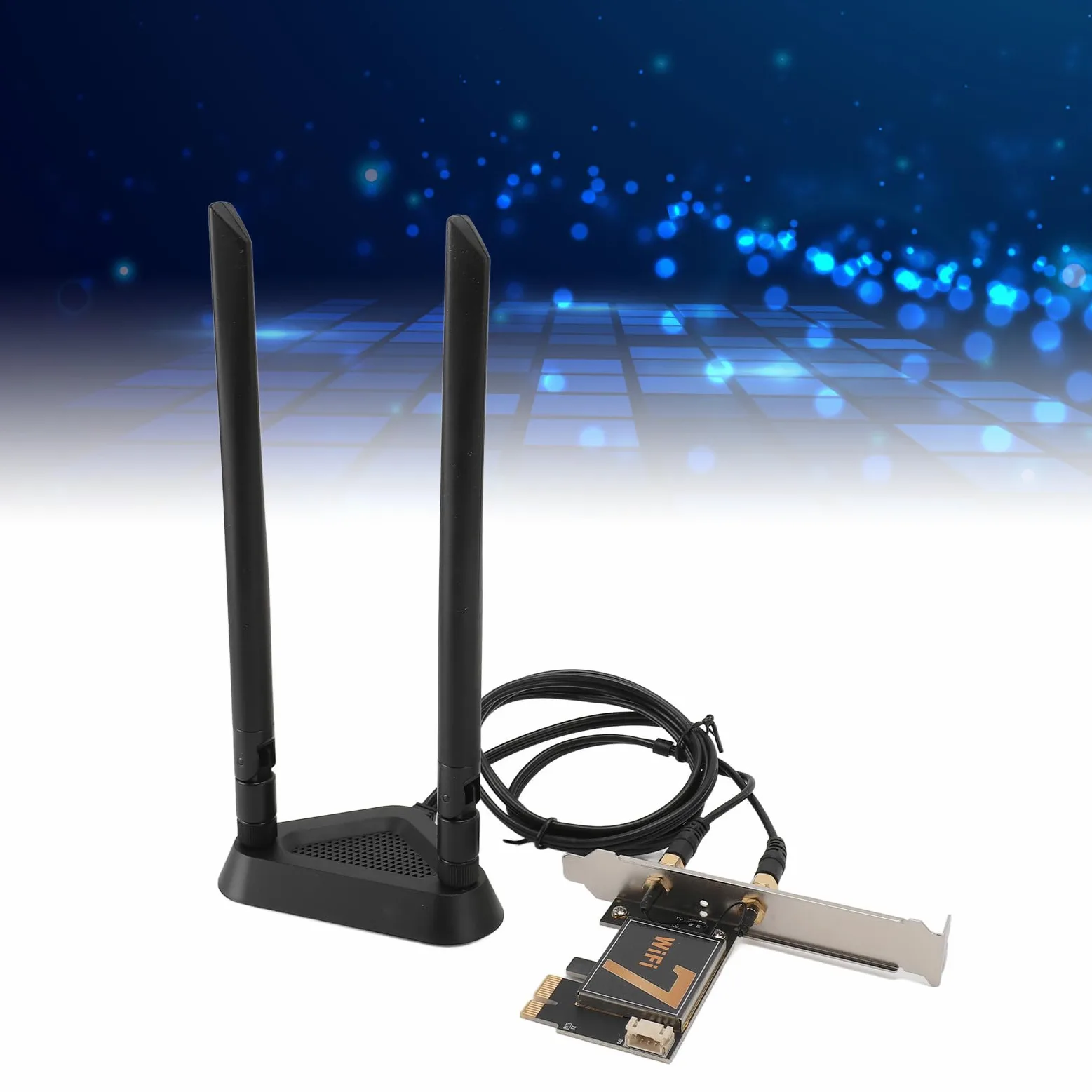BE200NGW Scheda WiFi PCI Ex1 con Antenna 8DB, WiFi7 8774Mbps 5.4, Crittografia WPA4 per OS (Con base antenna estesa staccabile)