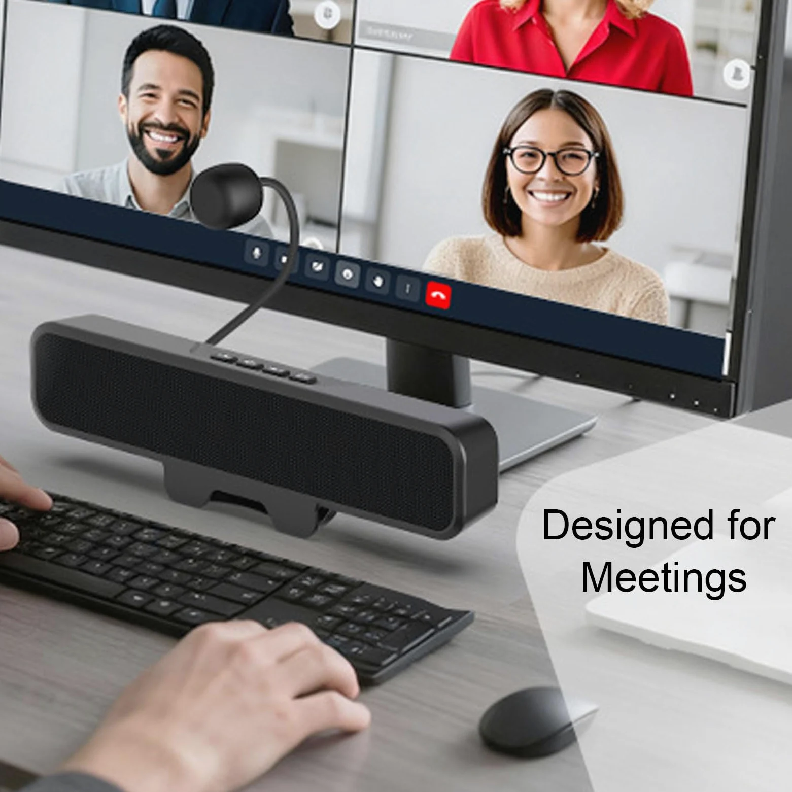 Annadue Altoparlante per Computer USB con Microfono, Altoparlanti Monitor per PC, Altoparlante per Conferenze e Microfono per Chiamate in Ufficio a Casa, per Zoom, Teams, Skype, PC,