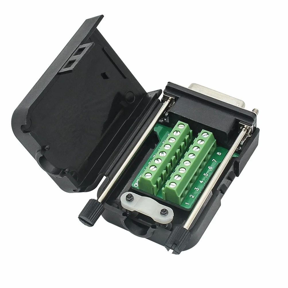 DB15 Breakout Adattatore porta 15 pin a terminale Modulo di segnale con alloggiamento (connettore maschio, vite con custodia)