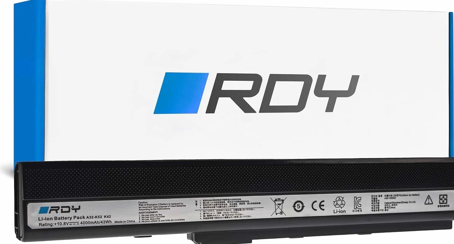 RDY Batteria A32-K52 A32-K42 A42-K52 A32-N82 per Asus K52J K52F X52J A52F K52 X52 K52D K42 K52N K52JB K52JE X52F K62 X52JC A52N (Capacità: 4000 mAh 10.8V)
