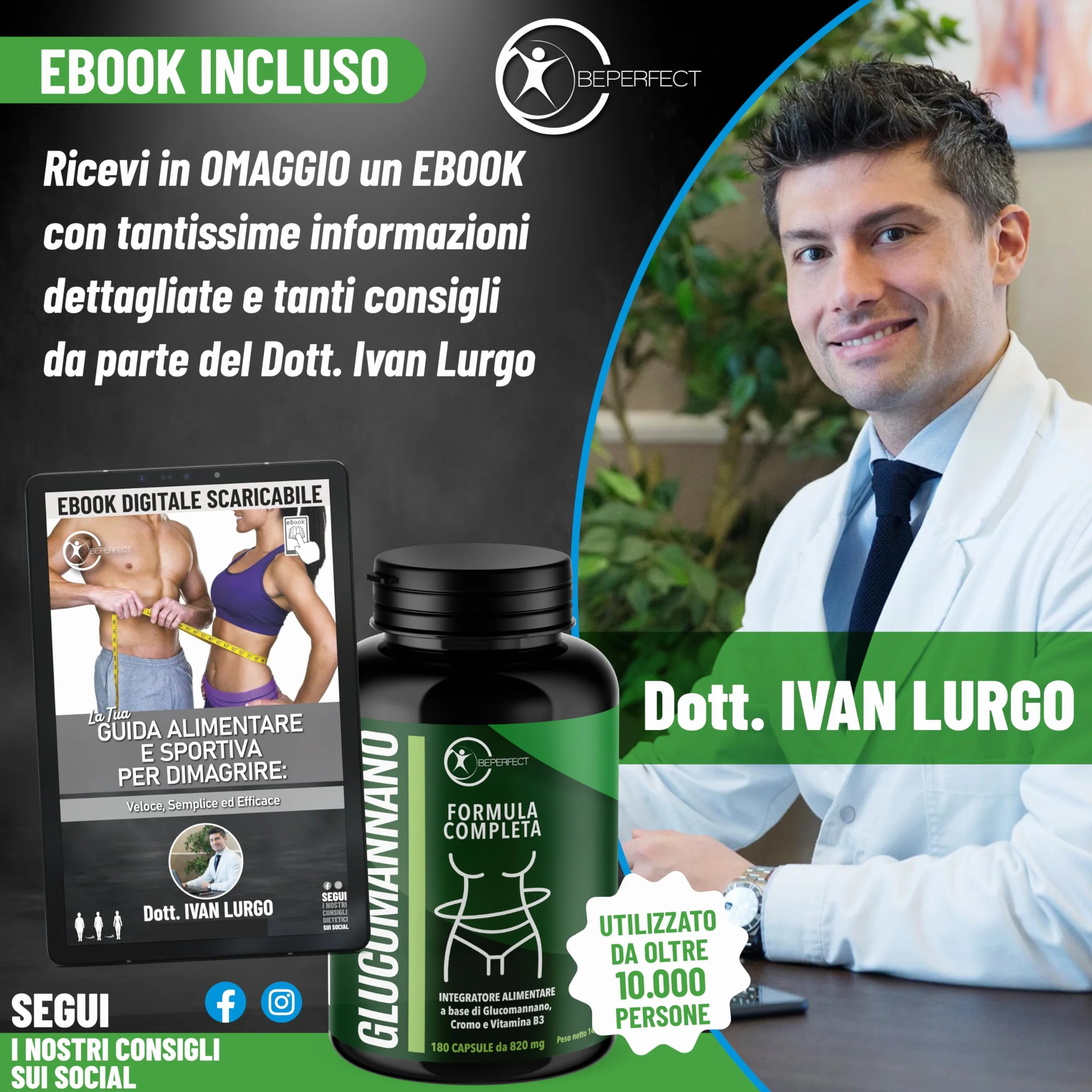Glucomannano Forte Purificato 4000mg 180Cps con Cromo e Vitamina B3