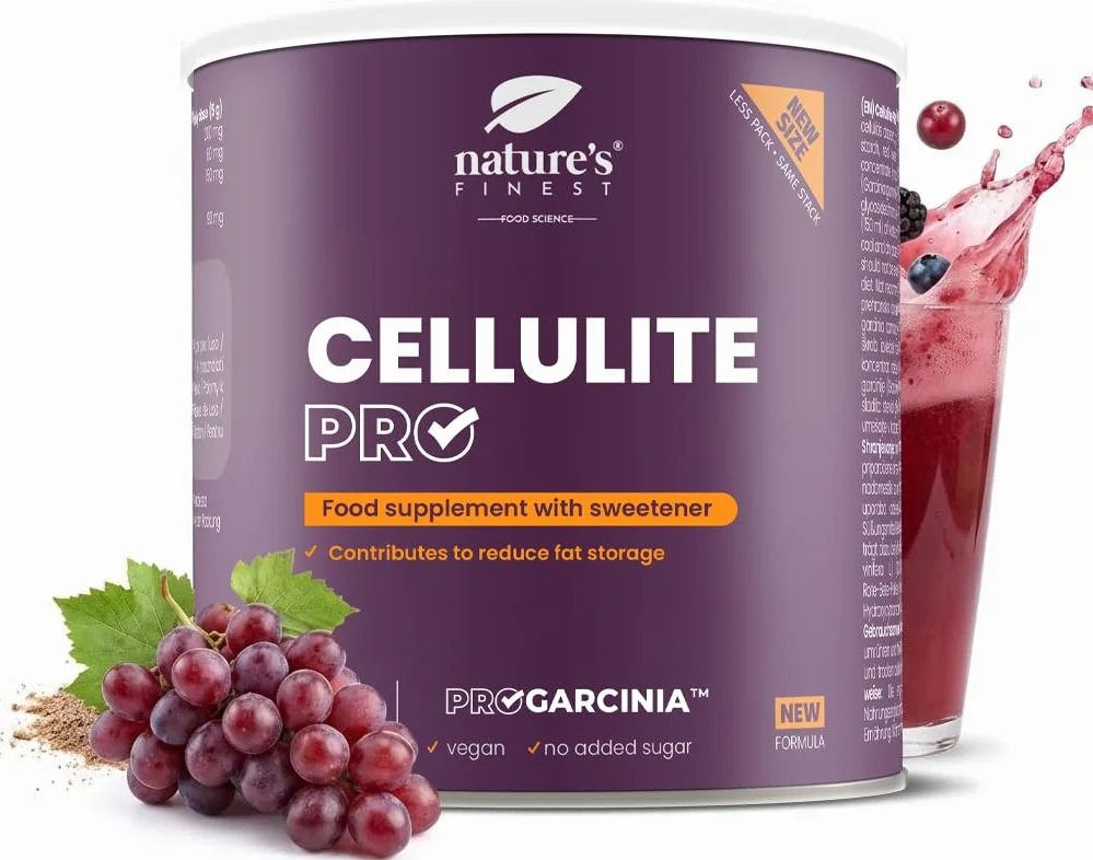 Nature's Finest Cellulite PRO Integratore Alimentare in Polvere Garcinia Cambogia Estratto Vino Rosso 125g