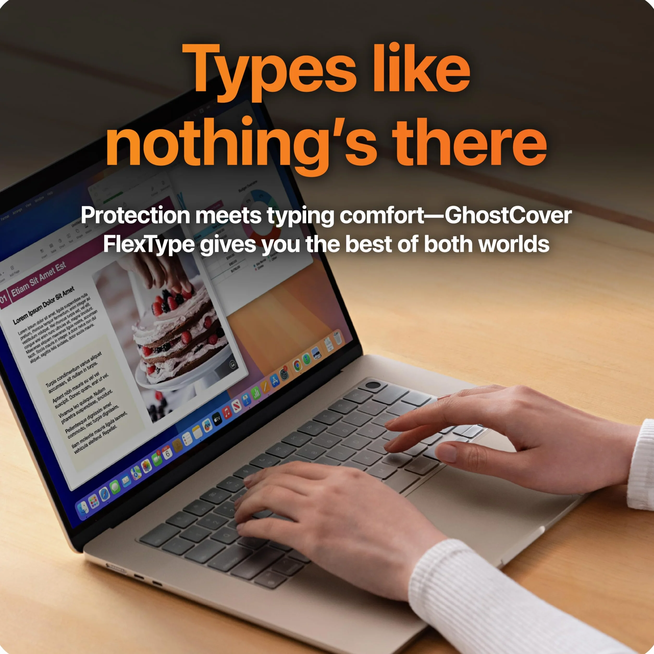 GhostCover FlexType Premium Protezione per tastiera per digitazione ad alte prestazioni, compatibile con MacBook Air 13/15 2021-2025, layout tastiera UE (tinta)