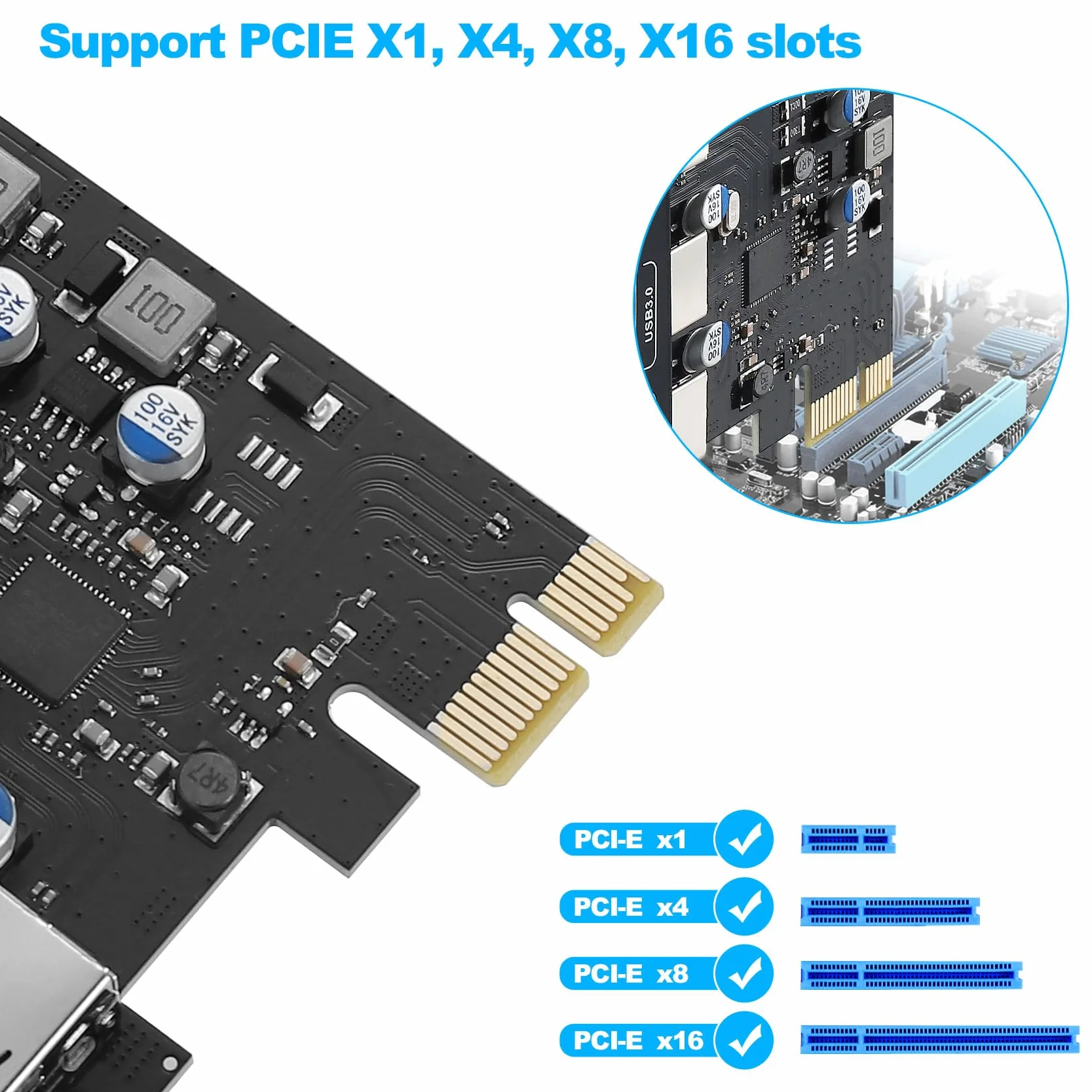 Scheda di espansione PCIe USB 3.0 Power Delivery, PCI Express x 1 to 3 Porte(Type-C, 2x Type-A), Scheda PCIe Controller Card con Ricarica Rapida per PC Desktop Windows XP/7/8/10 Mac OS 10.8.2