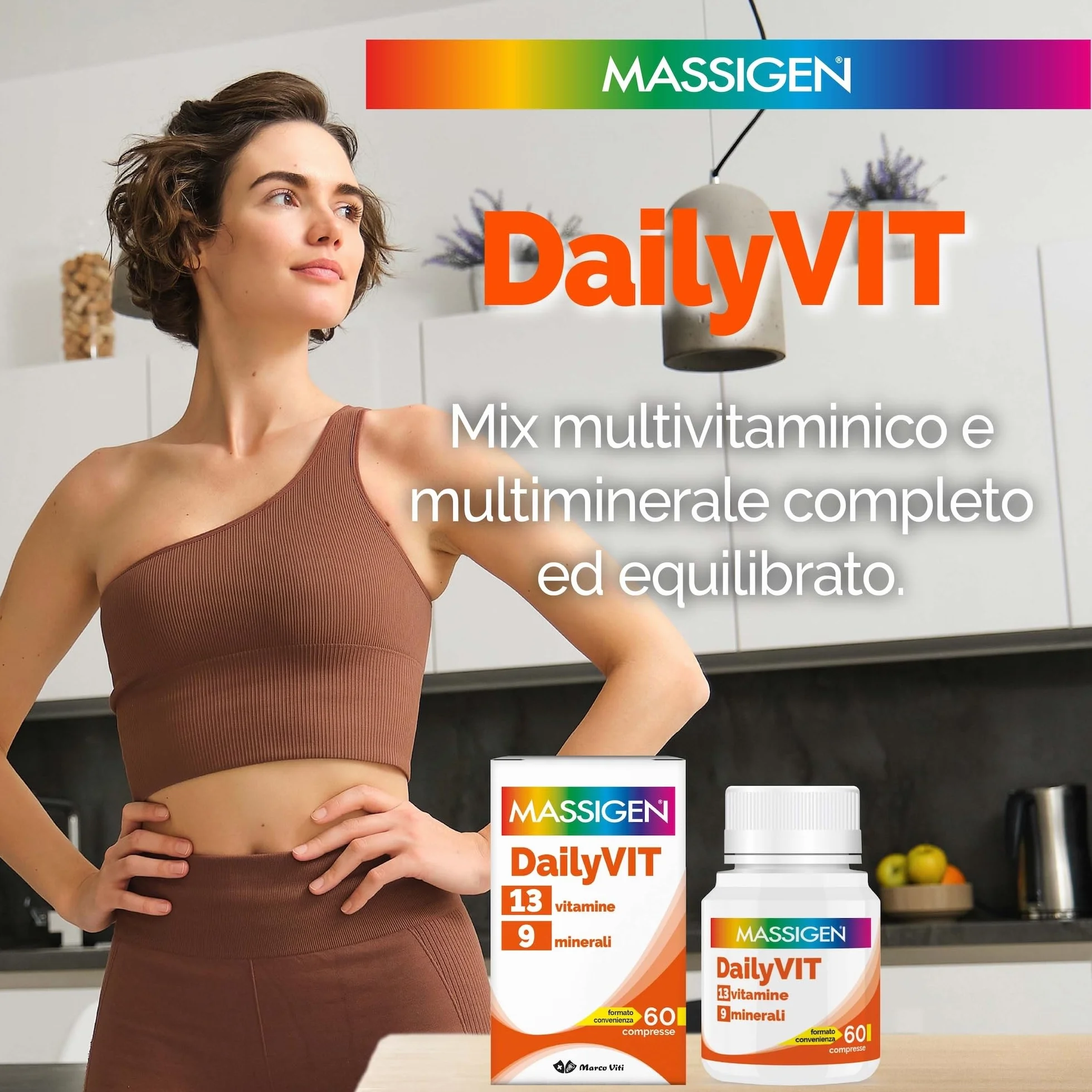 DailiVIT+ Integratore Multivitaminico 13 Vitamine 9 Minerali Supporto Energetico Immunitario 60 Compresse 1.2 g