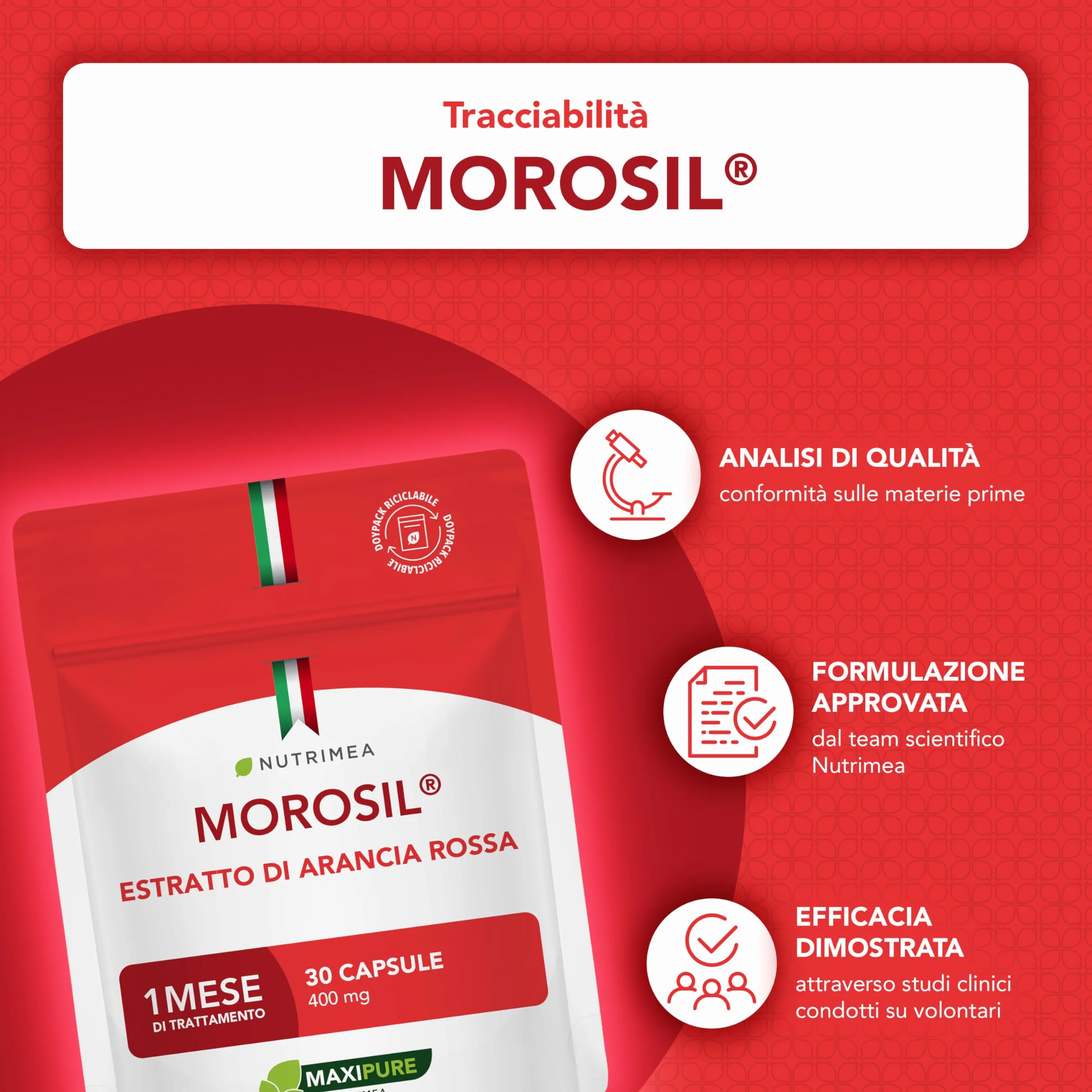 Morosil 400 mg Estratto Brevettato di Arancia Moro 30 Capsule Vegane Nutrimea