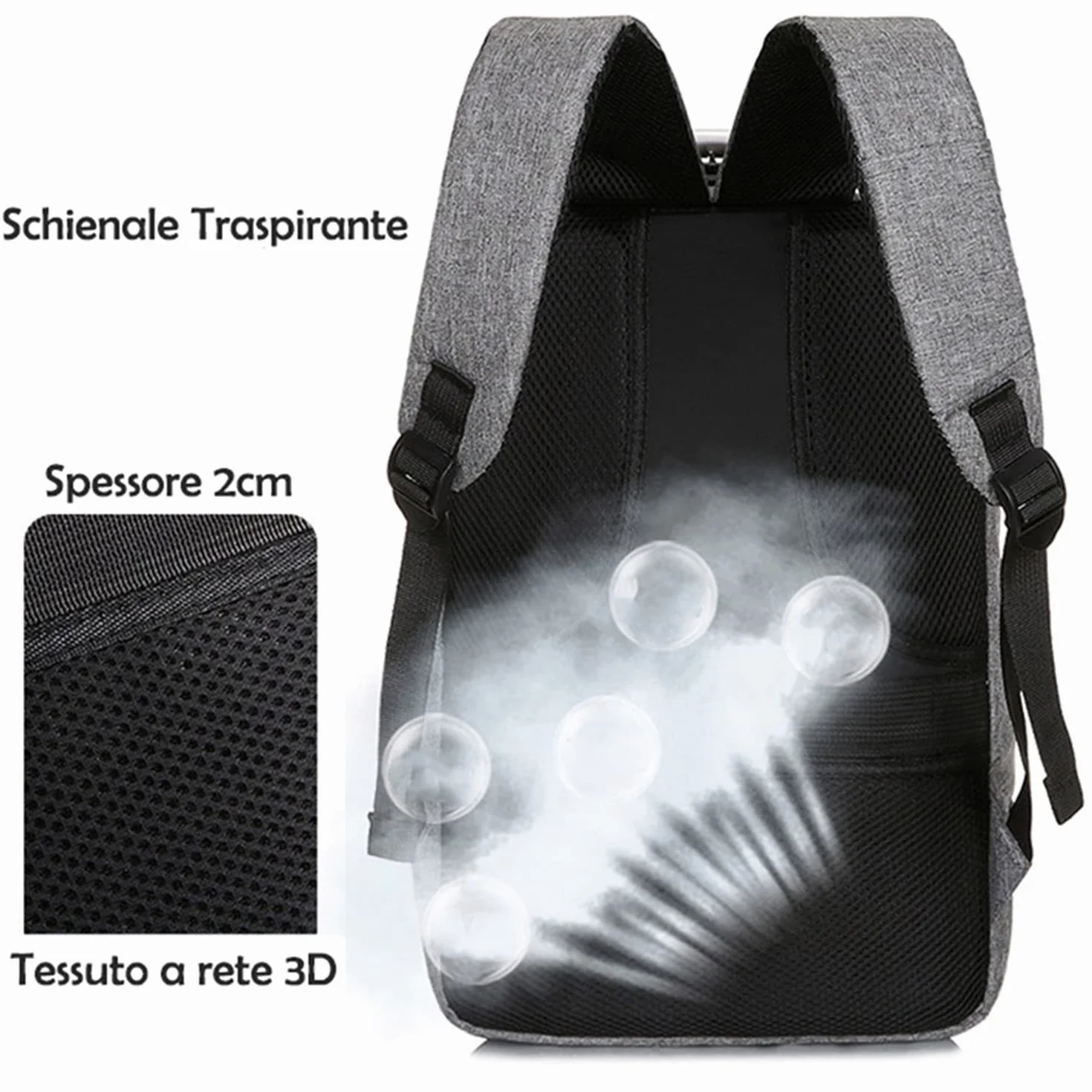Mixroom Zaino Porta PC Antifurto per Computer Portatile Laptop Lavoro Borsa Notebook Fino 15" con Attacco USB e Foro Auricolare Z4