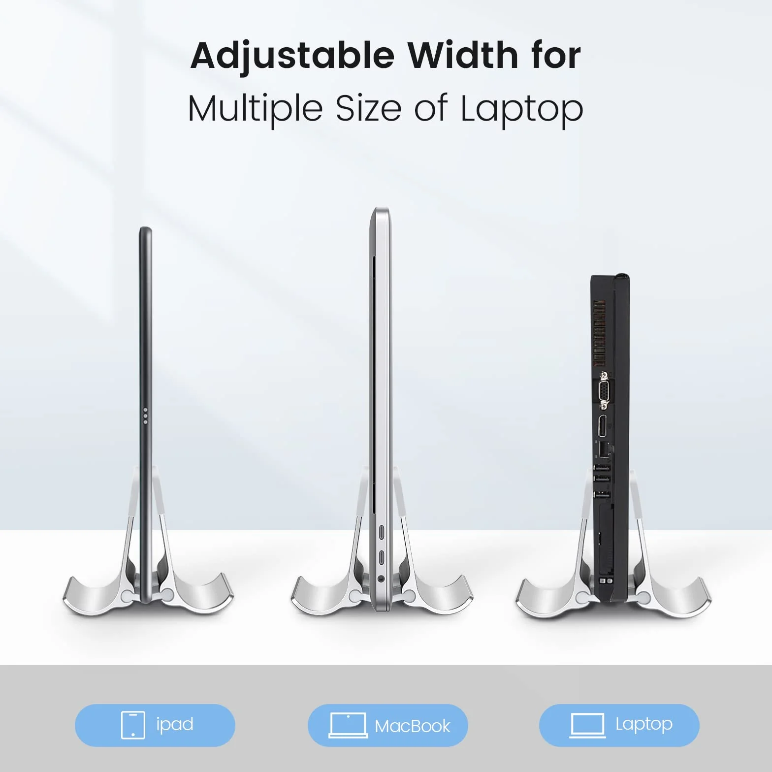 ORICO Supporto verticale per computer portatile, Vertical Laptop Stand regolabile, Supporto Verticale per Laptop in alluminio, per MacBook/Surface/Dell/laptop da gioco