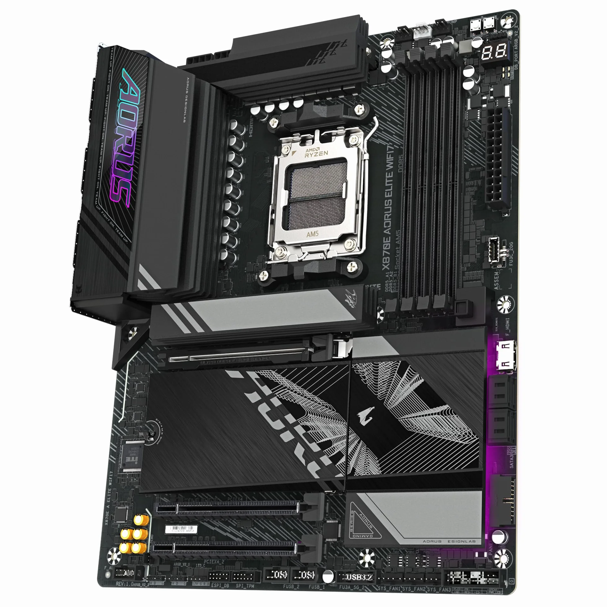 GIGABYTE Scheda madre X870E AORUS ELITE WIFI7 - Supporta CPU AMD Ryzen 9000, VRM digitale a 16+2+2 fasi, fino a 8000MHz DDR5 (OC), 3xPCIe 5.0, Wi-Fi 7, LAN 2.5GbE, USB 4