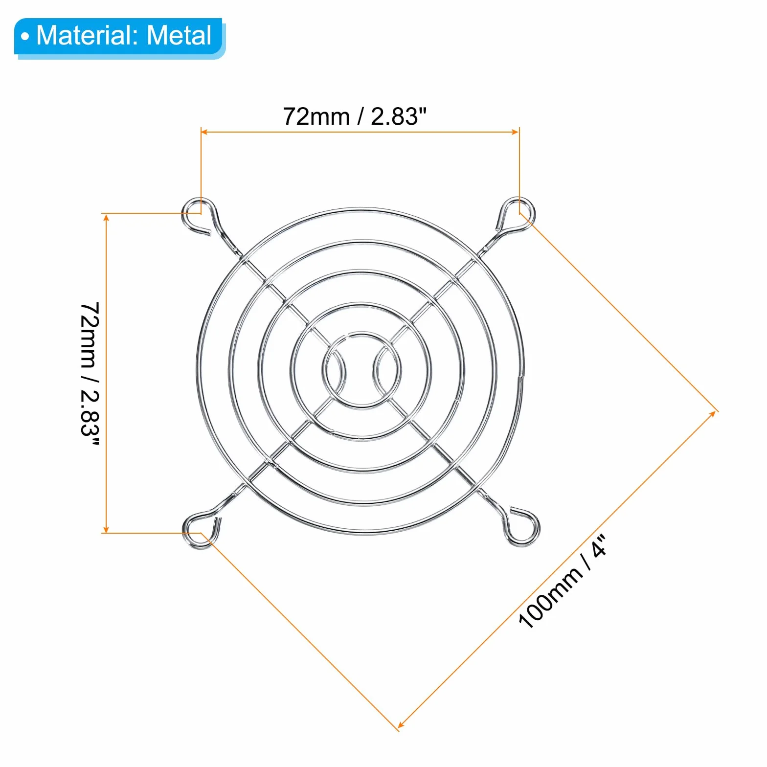 PATIKIL 4pz Griglia per Ventola Dito, 80mm, Metallo, Argento, Compatibile con Computer Desktop e Altri Dispositivi