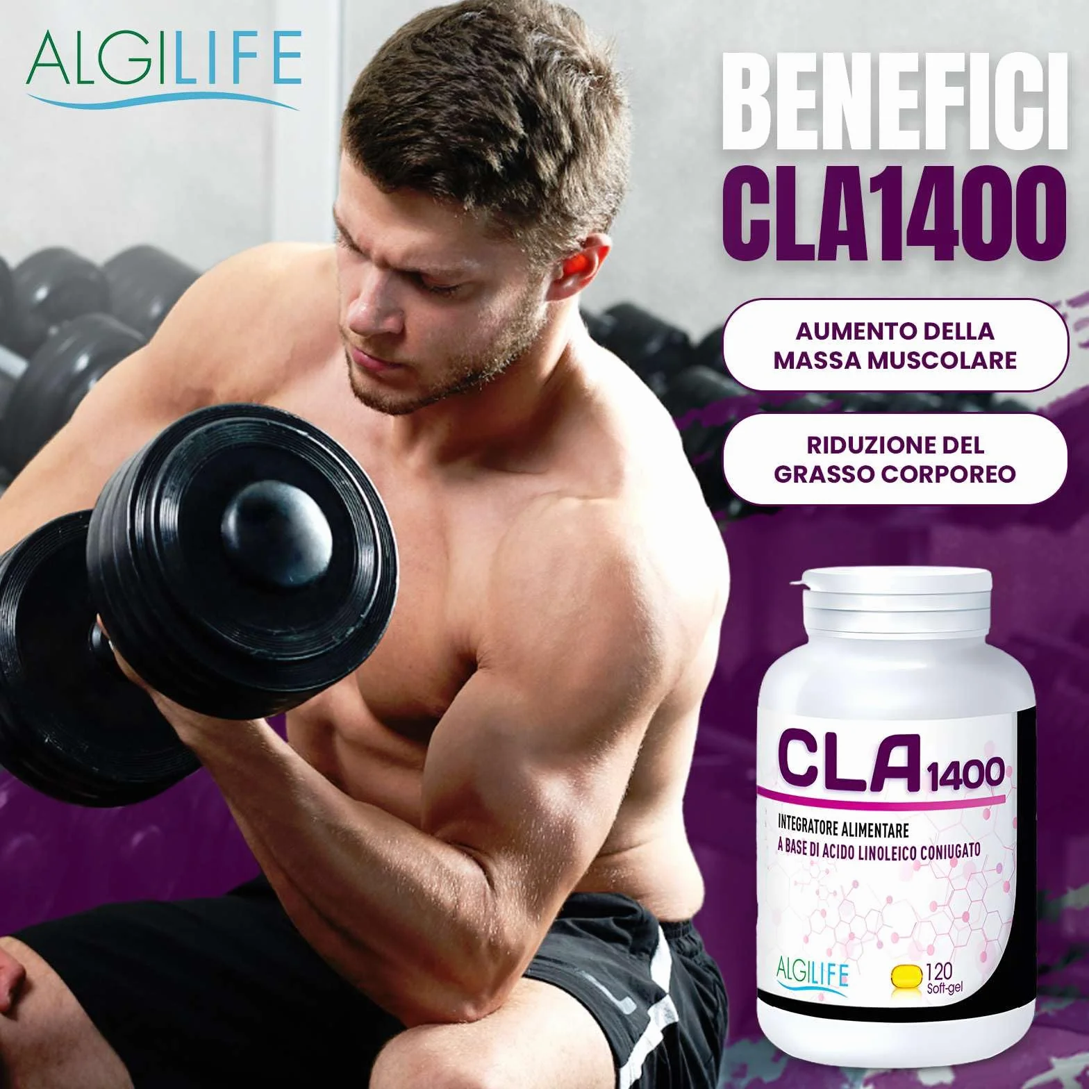 CLA Acido Linoleico Coniugato Olio di Cartamo 3200mg 120 soft-gel Alto Dosaggio