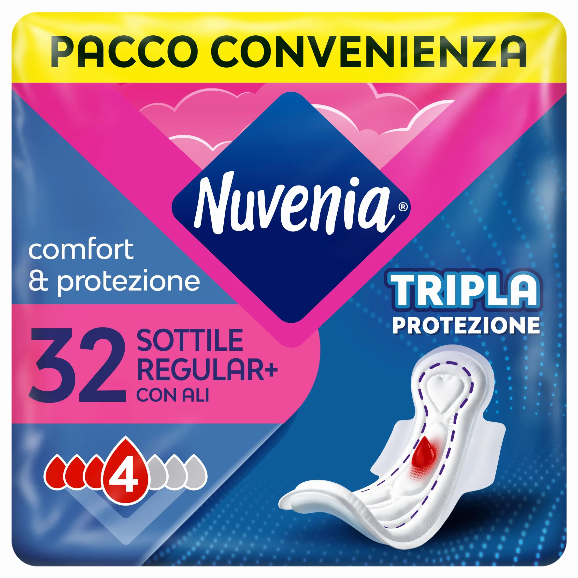 Nuvenia Assorbente Sottile Normal con Ali 32 Pezzi
