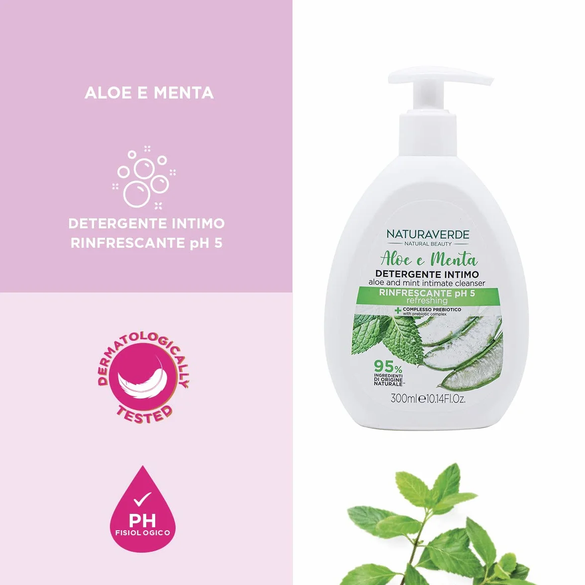 Naturaverde Detergente Intimo all'Aloe e Menta pH 5 300ml