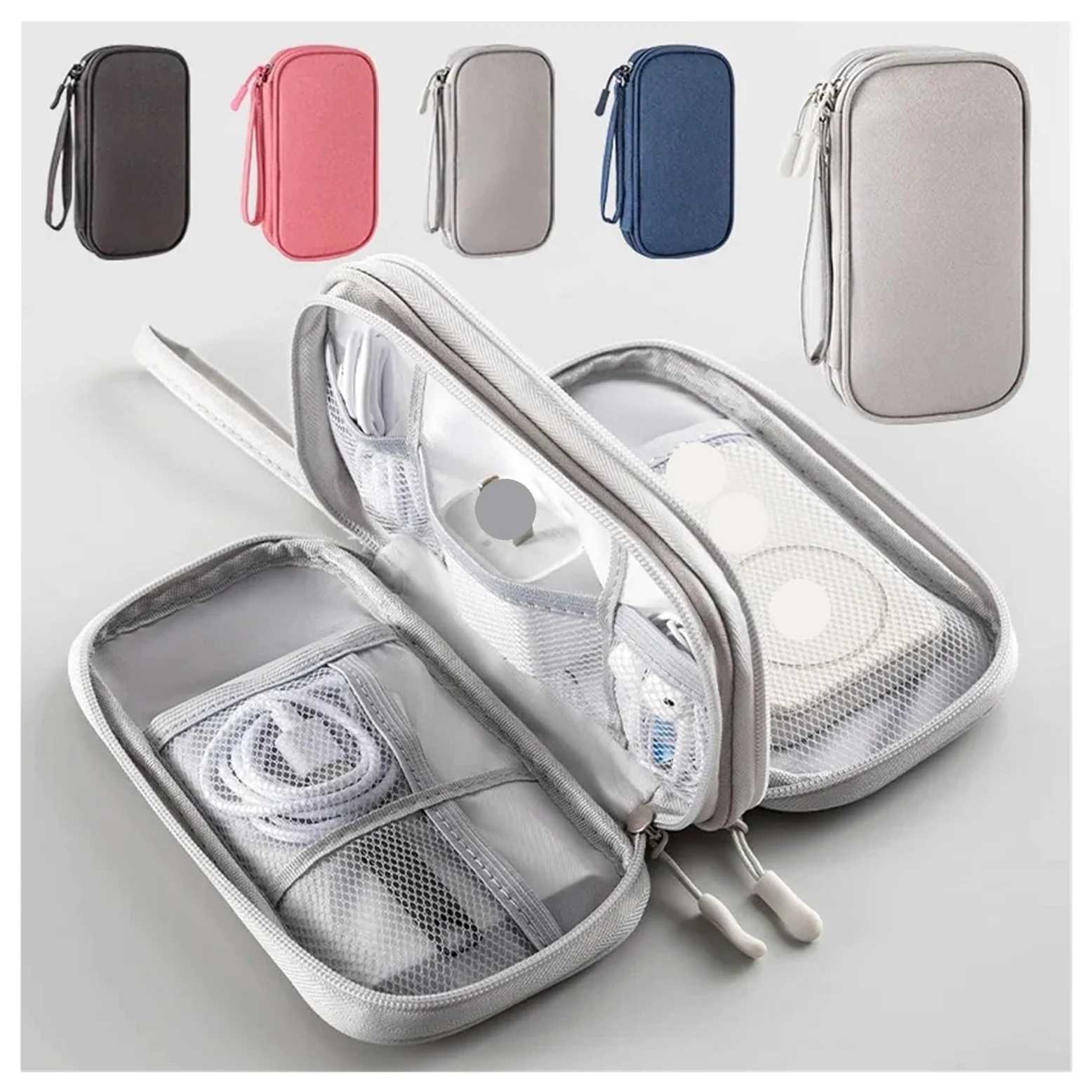 Borsa organizzatore cavo 2pcs doppio strato viaggio(Pink)