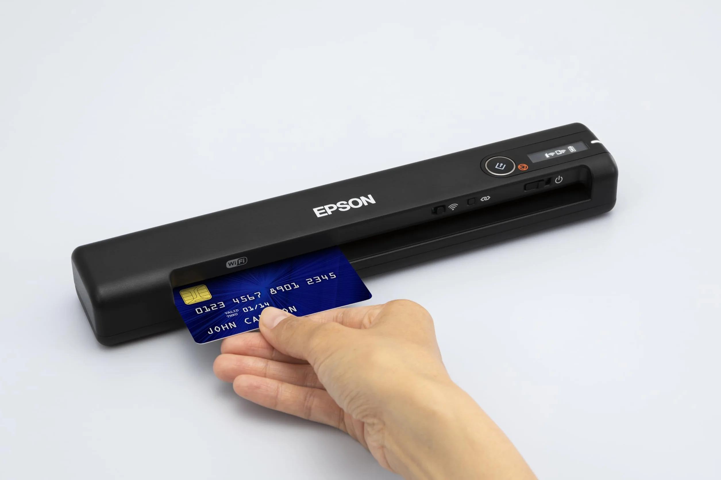 Epson WorkForce ES-60W Scanner Portatile Compatto, Wireless Wi-Fi Direct, 600dpi, Alimentazione Automatica, 8,5 ppm