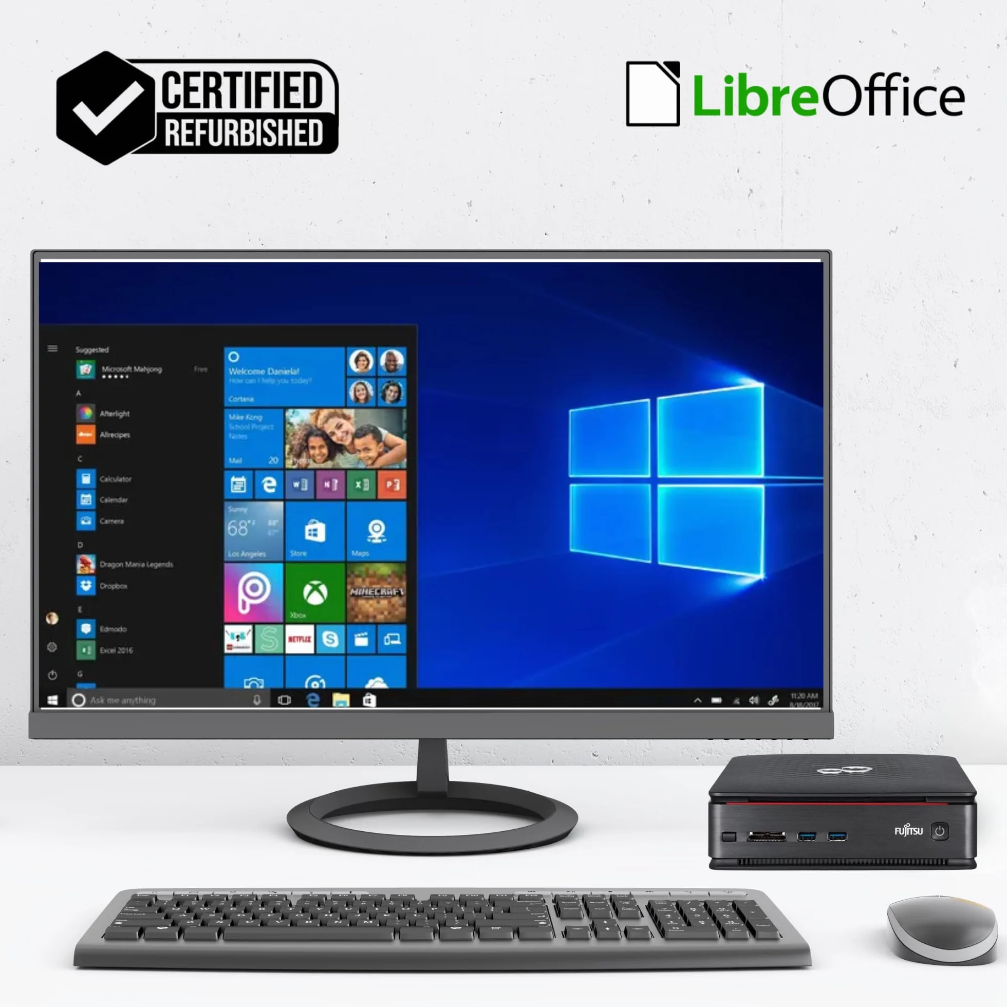 Fujitsu Esprimo Mini PC Desktop Intel i5-4570T 2.9 GHz 8GB DDR4 SSD 256GB DVI DP WiFi Ricondizionato