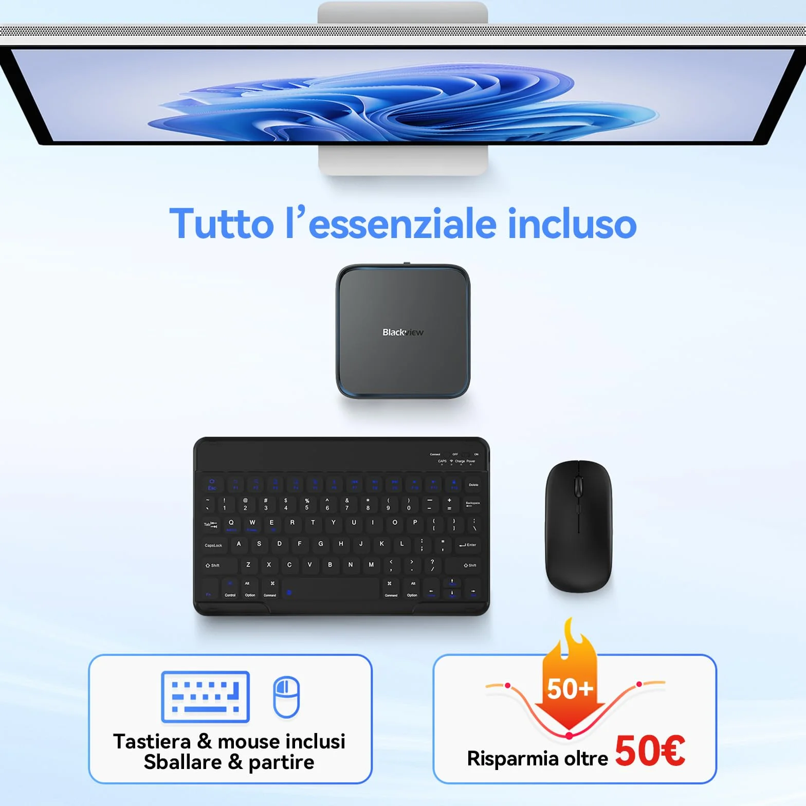 Blackview MP50 Mini PC AMD Ryzen 5 16GB RAM 512GB SSD Vega 8 Win 11 Pro 4K@60Hz WiFi 5 BT 4.2