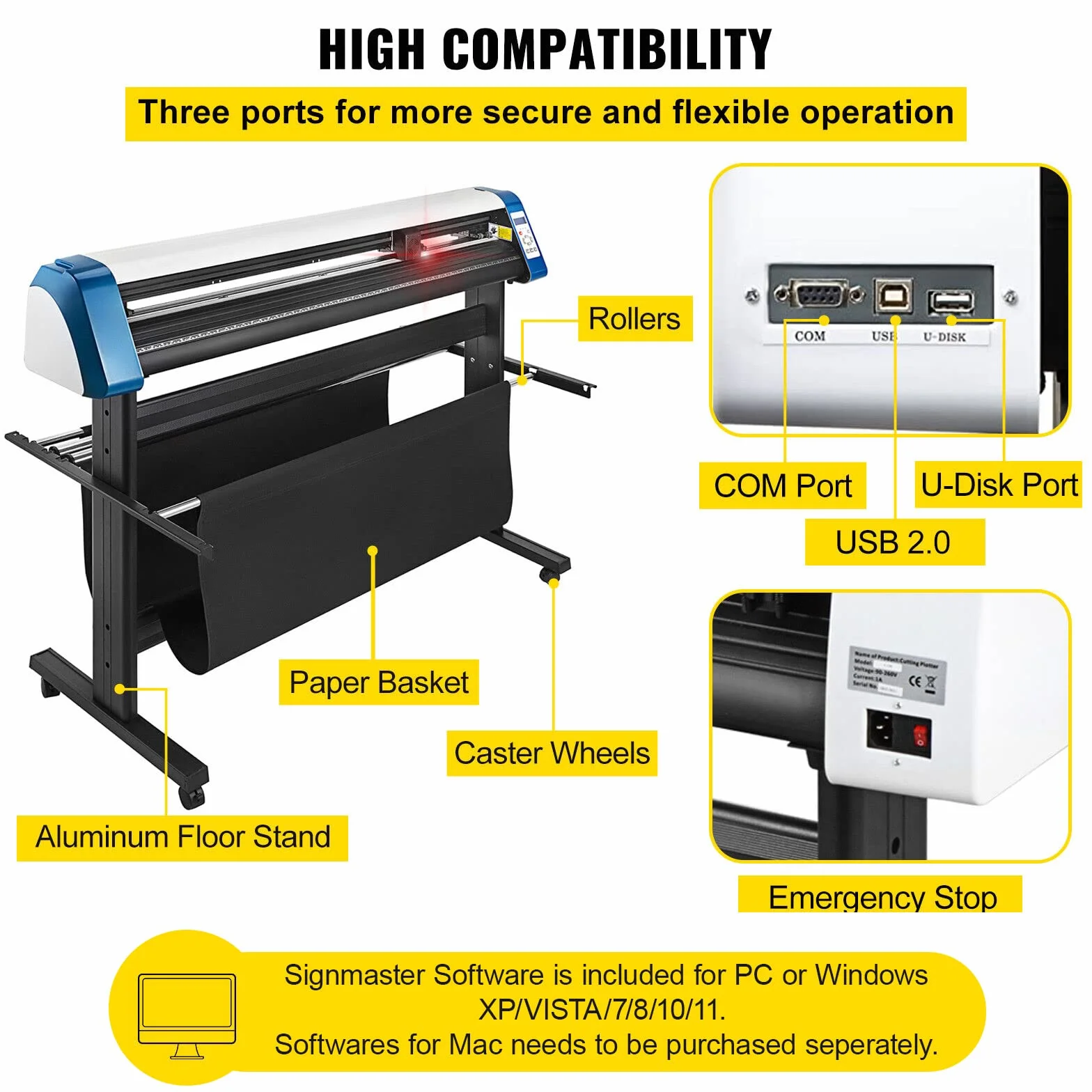VEVOR Taglierina per Vinile 53 Pollici Taglierina per Vinile Macchina per Taglio Semiautomatica per Stampante per Vinile Fai da Te Posizionamento Manuale Taglio di Segnaletica