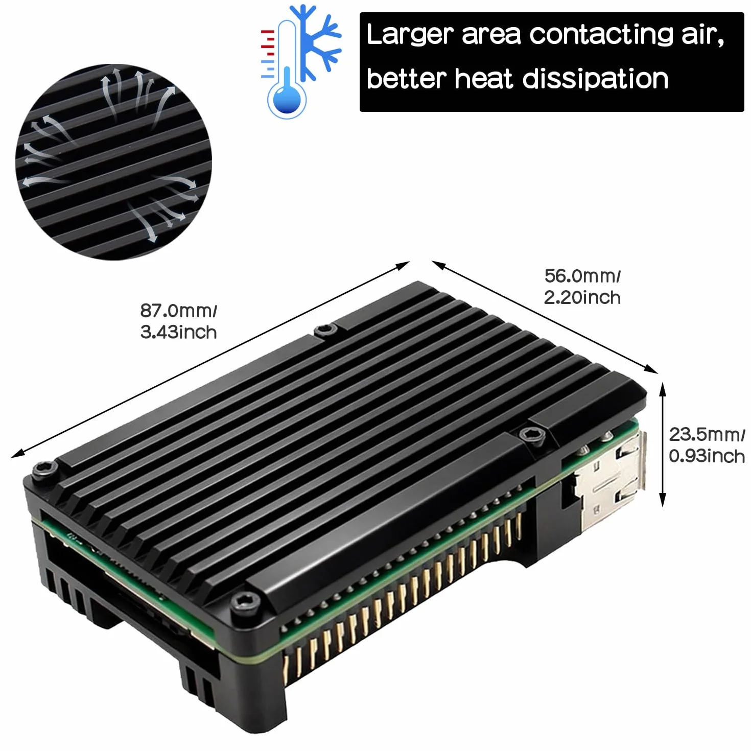 Obudowa chłodząca pasywna z aluminium dla Raspberry Pi 3B+/3B (czarny)
