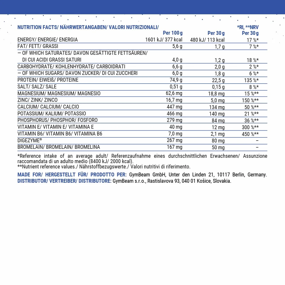 GymBeam Just Whey, Proteine in Polvere Multicomponente, 22,4g Proteine per Dose, 1000 g, Biscotti e Panna