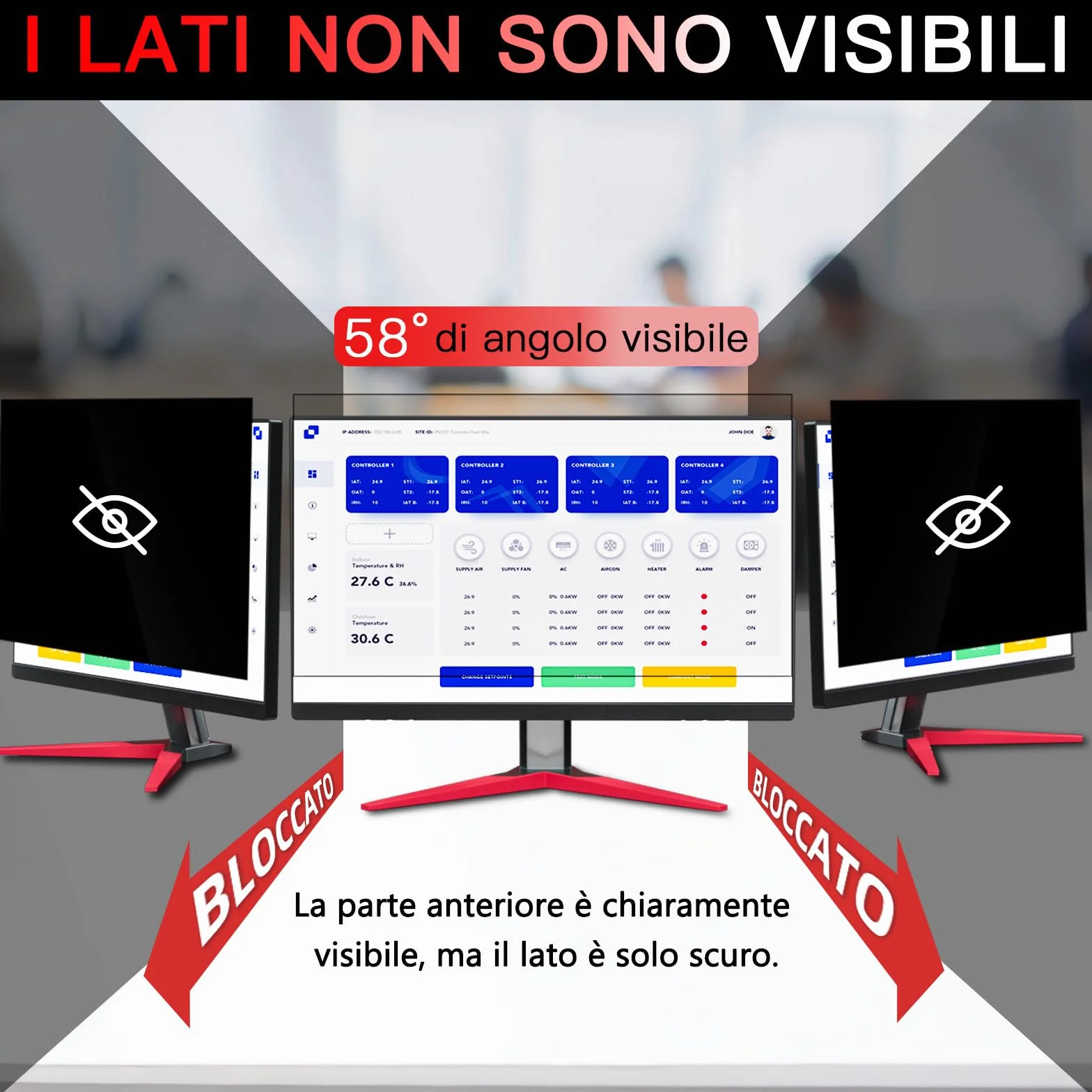 ZOEGAA Confezione da 2 Pellicole Privacy Monitor 24 Pollici per Computer 16:9 - Filtro Privacy Antiriflesso con Protezione Luce Blu per PC, Rimovibile a Doppia Faccia, Protezione Dati a 180°
