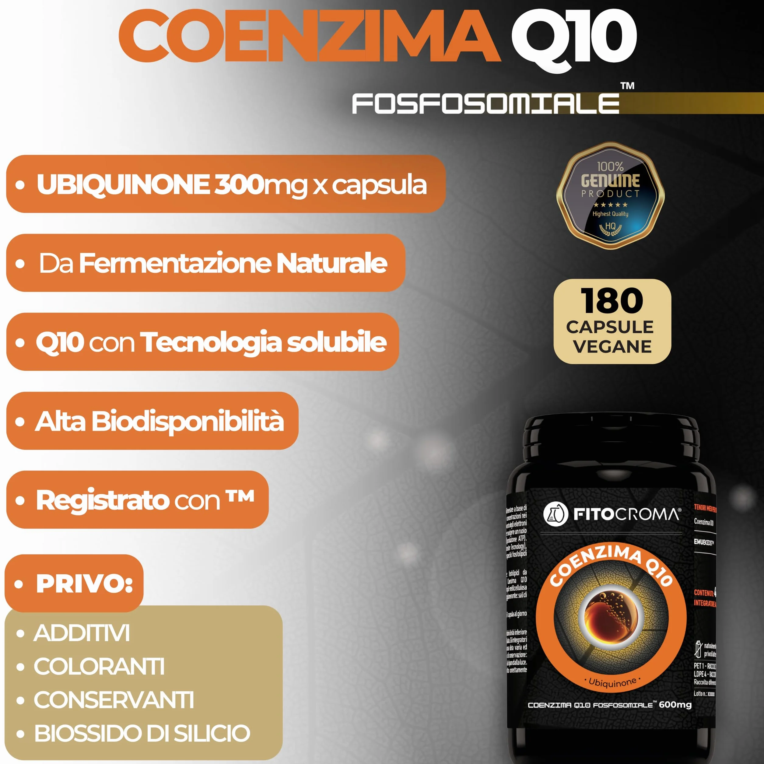 Coenzima Q10 300mg 180 capsule Ubiquinone Fosfosomiale™ Coq10 integratore