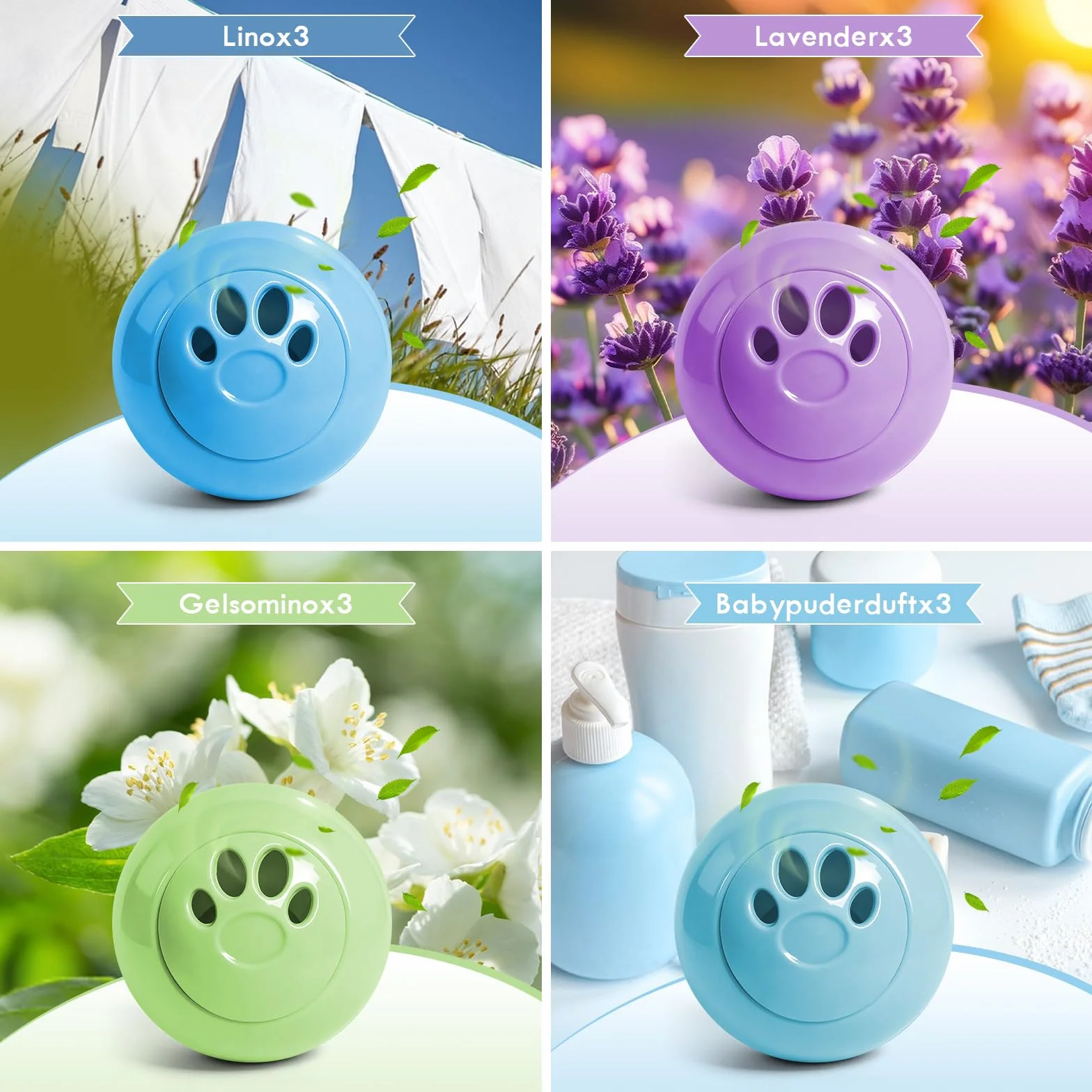 Deodoranti per Scarpe da Ginnastica 12 Palline Lavanda Lino Gelsomino Talco