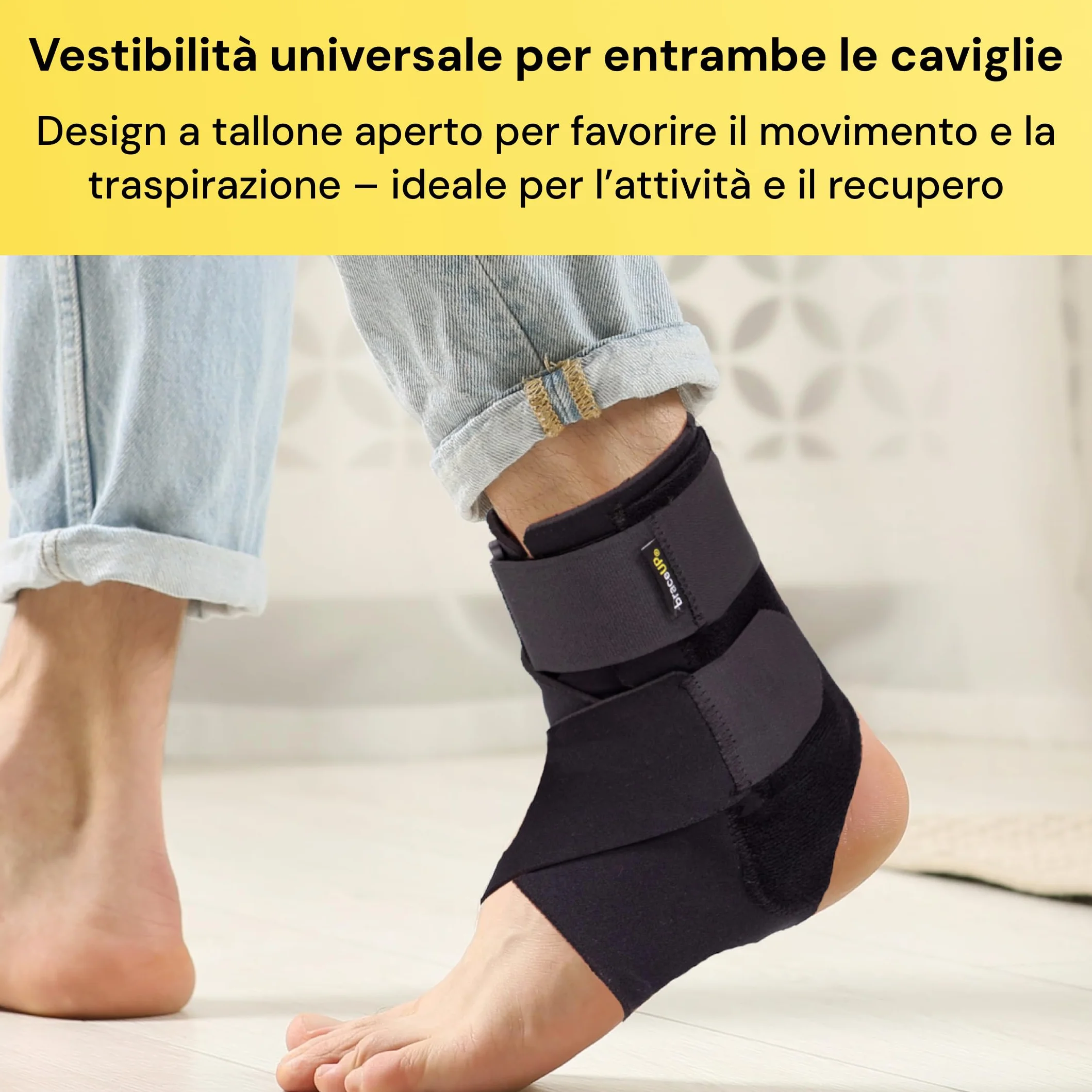 BraceUP Cavigliera Ortopedica uomo donna - Tutore caviglia sportivo per distorsione, stabilità, dolore piede, slogatura, tendinite d'Achille