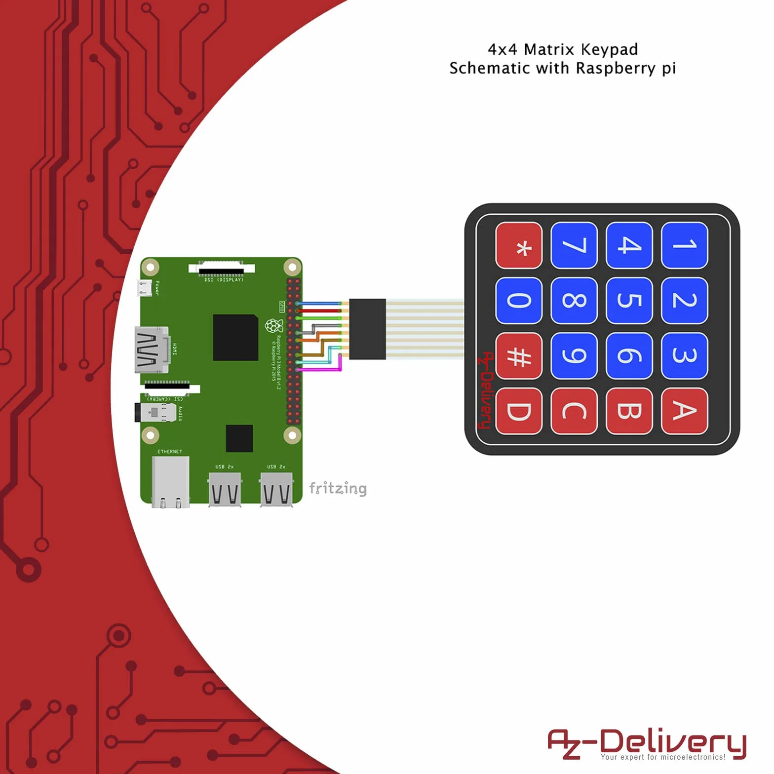 AZDelivery 4x4 Matrix Array Keypad Tastiera compatibile con Arduino