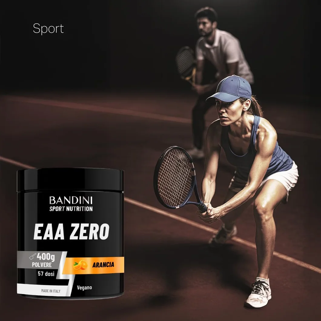 Bandini EAA Essential Amino in polvere 400 g 9 Amminoacidi Essenziali BCAA 2:1:1 Recupero Muscolare Vegan Gusto Arancia