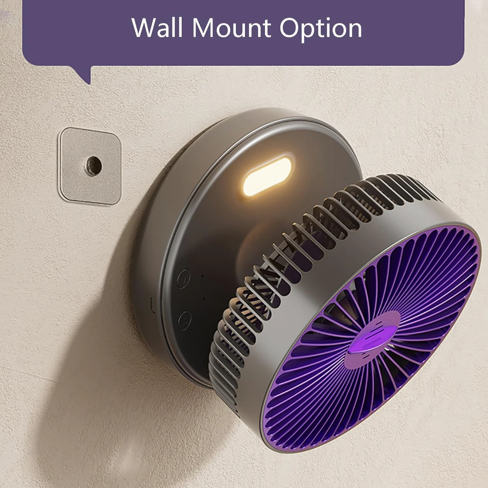 Piccolo ventilatore portatile ricaricabile con luce notturna, circolazione d'aria ultra silenziosa a 5 velocità, forte flusso d'aria per casa e ufficio, ventilatore da tavolo personale pieghevole