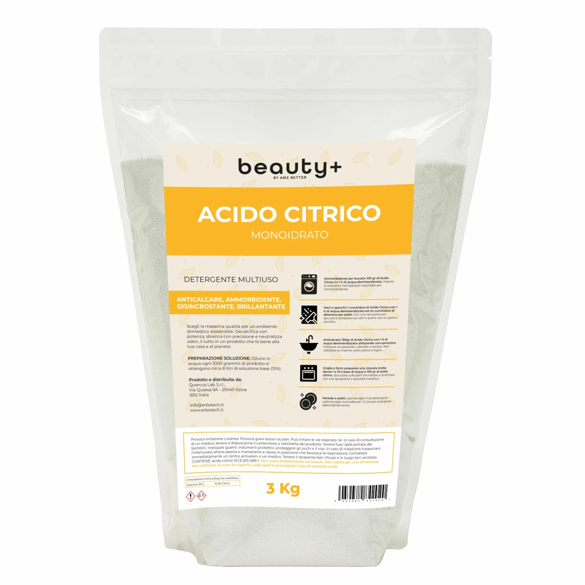 Beauty Plus Acido Citrico Naturale in Polvere Biologico 3 Kg