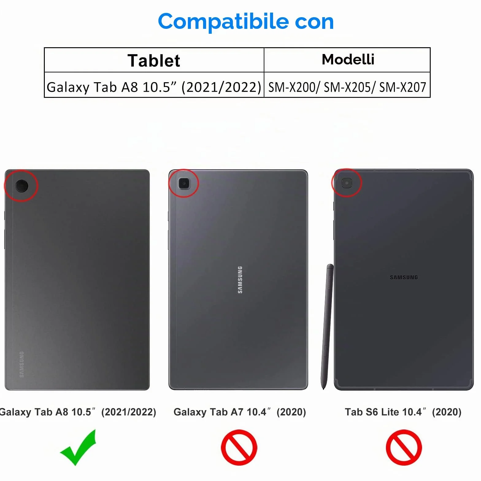 JETech Custodia Samsung Galaxy Tab A8 10,5 Pollici 2021 SM-X200/X205/X207, Cover Protettiva Sottile e Leggero, Nero