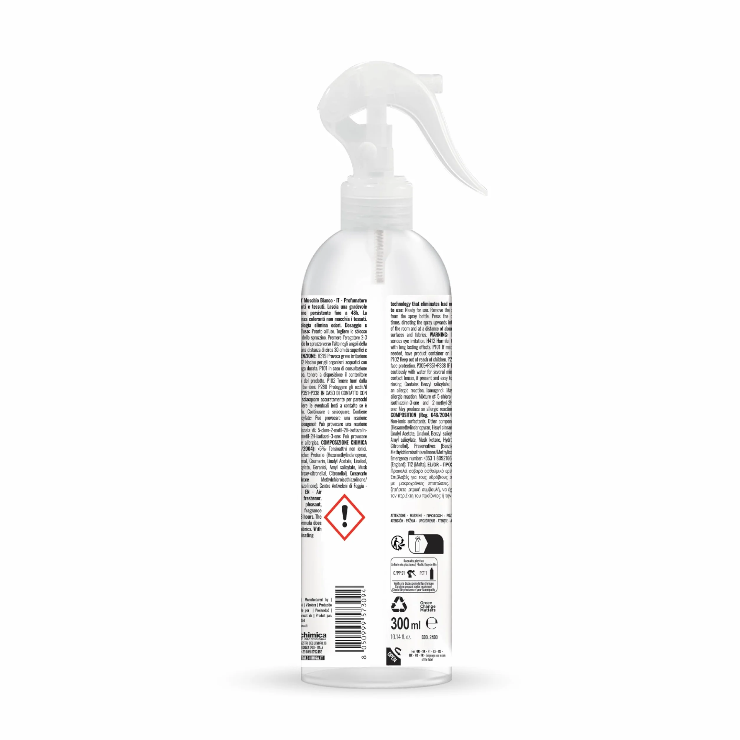 Sanitec Deo Spray Muschio Bianco Profumatore Ambienti E Tessuti 300 ml Profumo Fino A 48 Ore