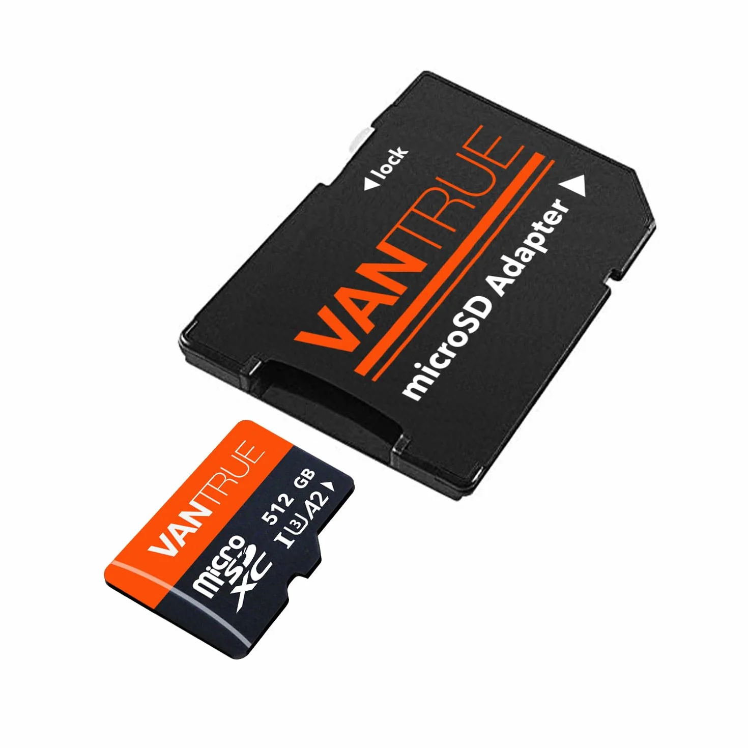 VANTRUE 512GB Scheda di memoria microSD, UHS-I U3 4 K, con adattatore, compatibile con Dashcam, smartphone, tablet, Action Camera e telecamera di sorveglianza (512G)