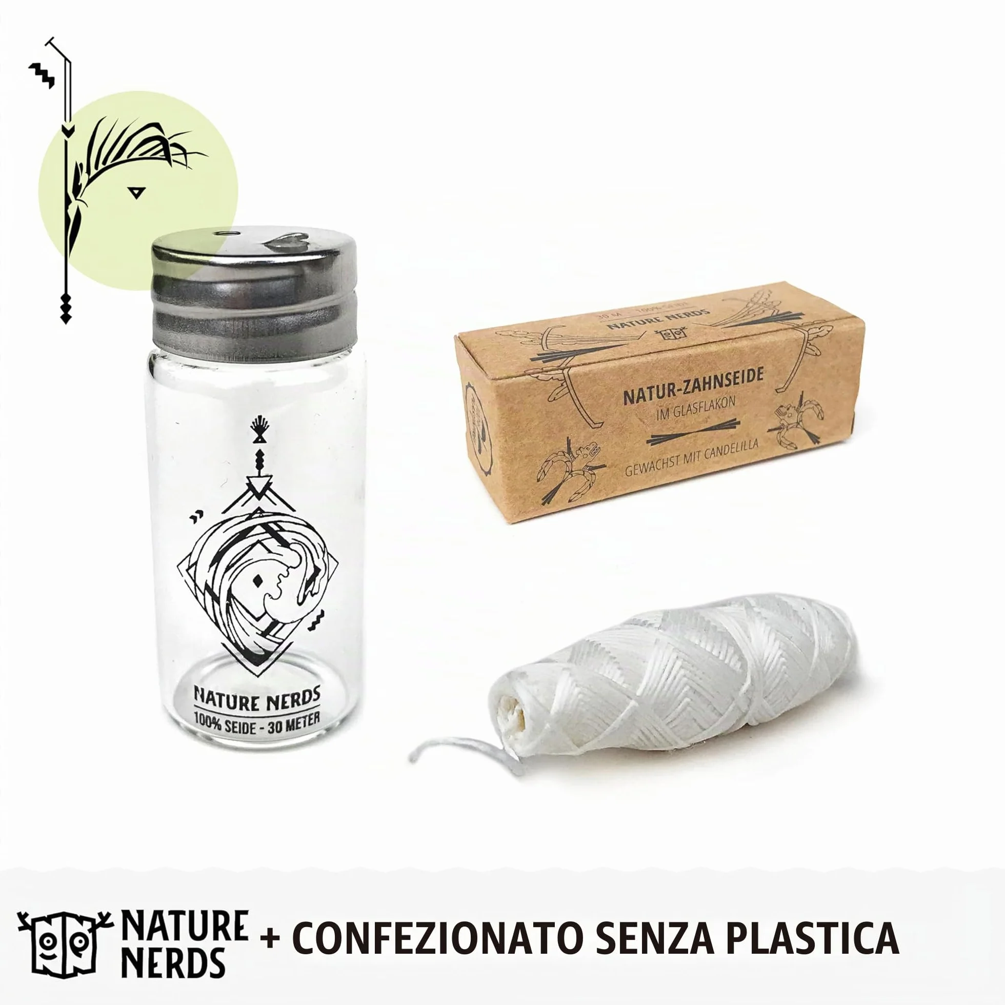 Nature Nerds filo interdentale cerato candelilla naturale vetro 30 m